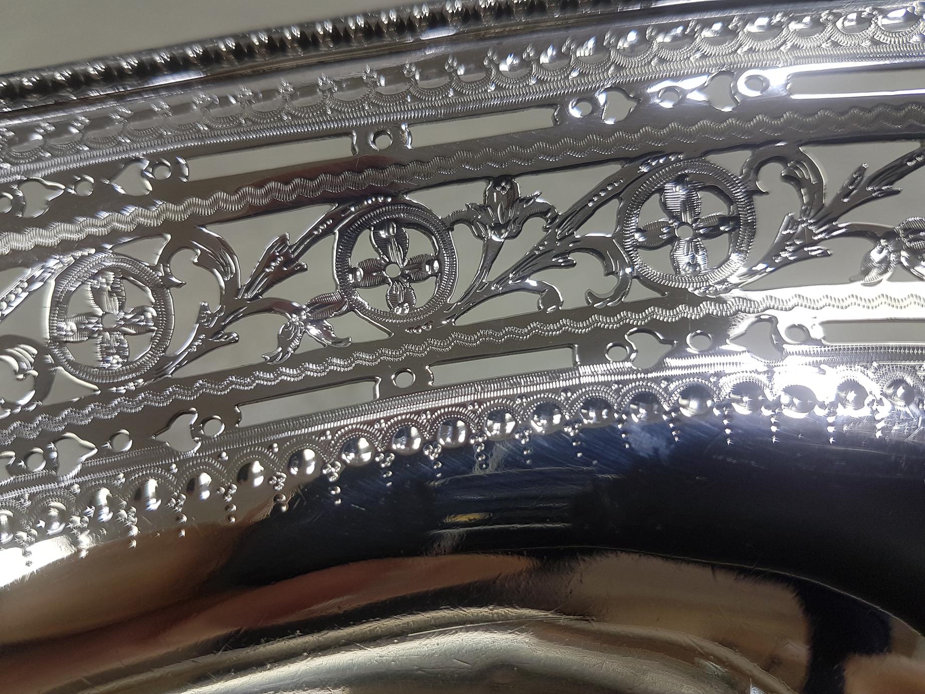 George III Sterling Silver Oval Cake Basket 6