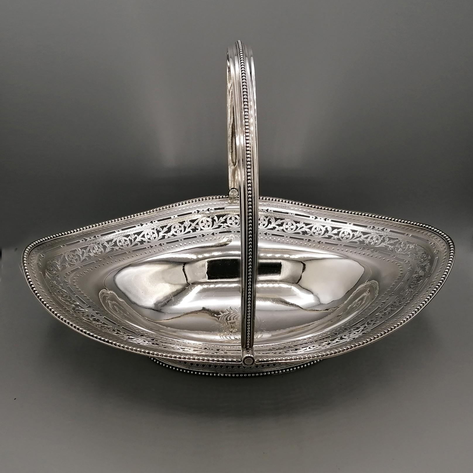 George III Sterling Silver Oval Cake Basket For Sale 6