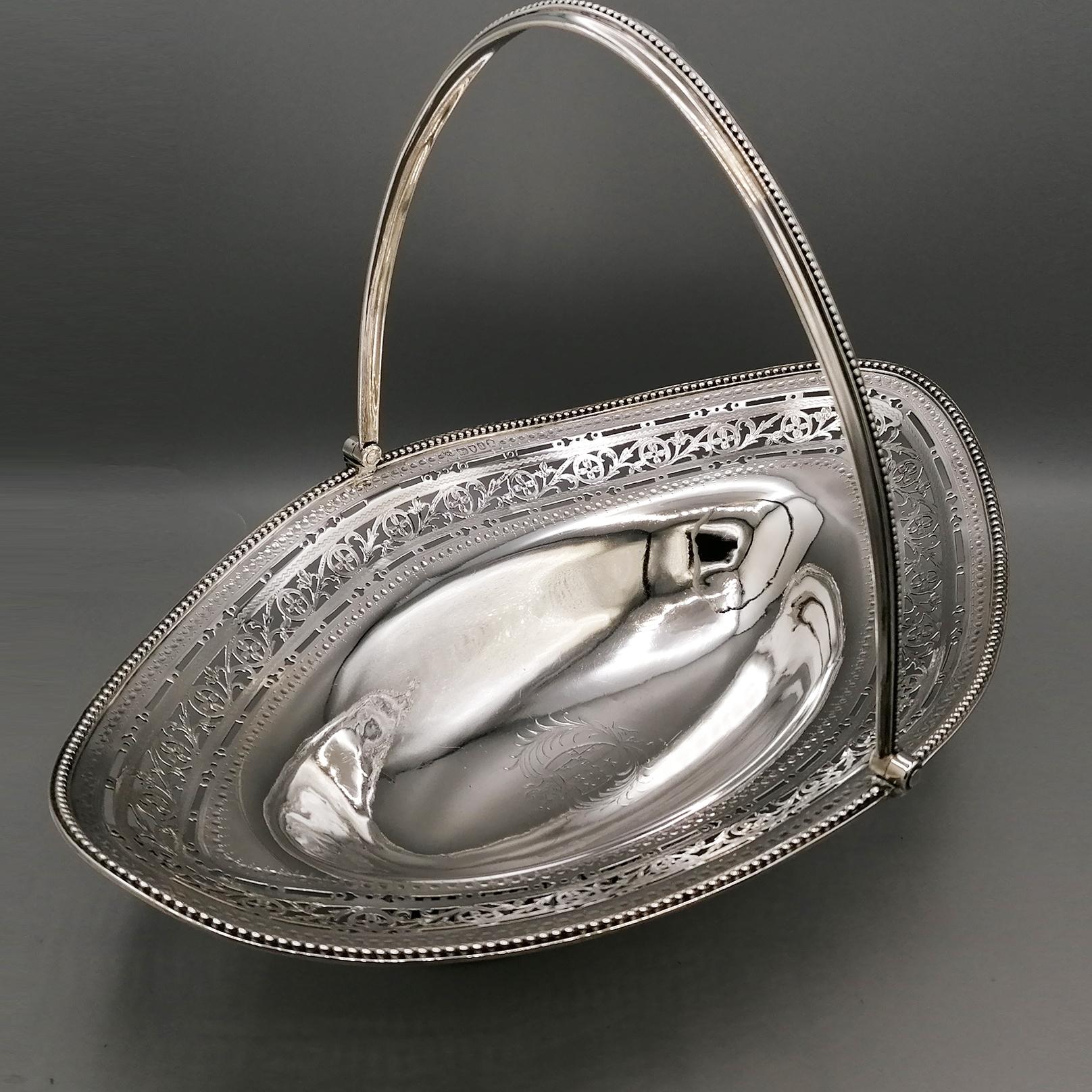 George III Sterling Silver Oval Cake Basket For Sale 7