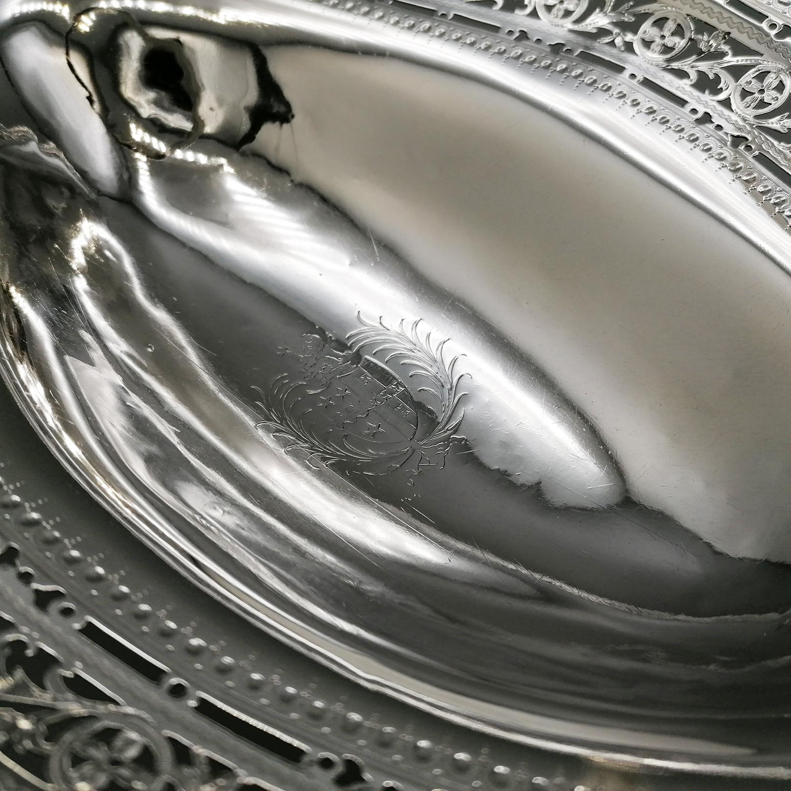 George III Sterling Silver Oval Cake Basket For Sale 8