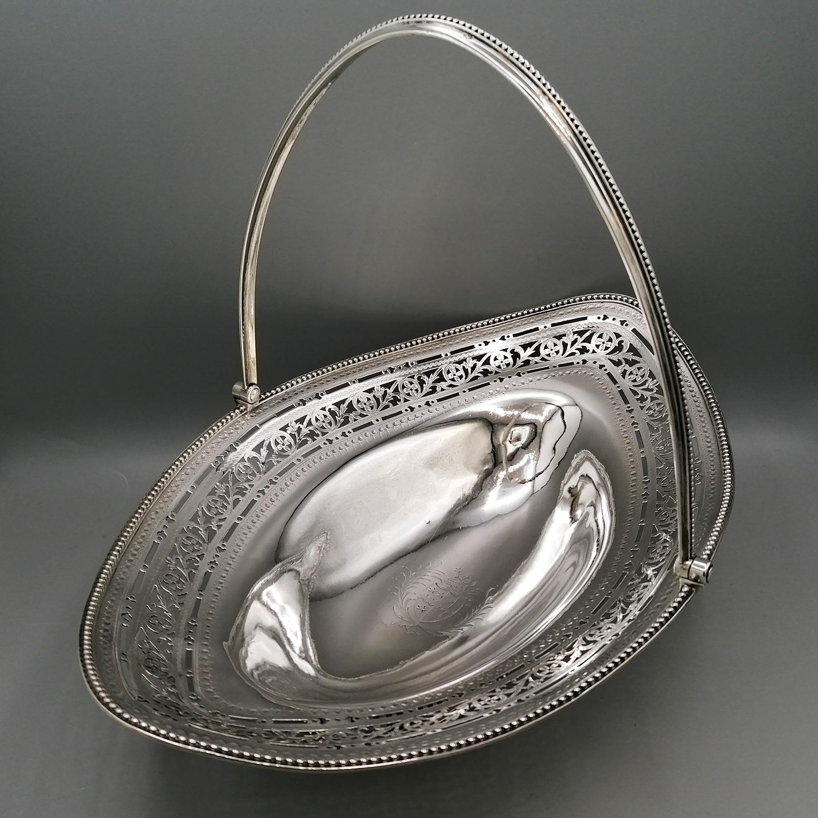 George III Sterling Silver Oval Cake Basket For Sale 14