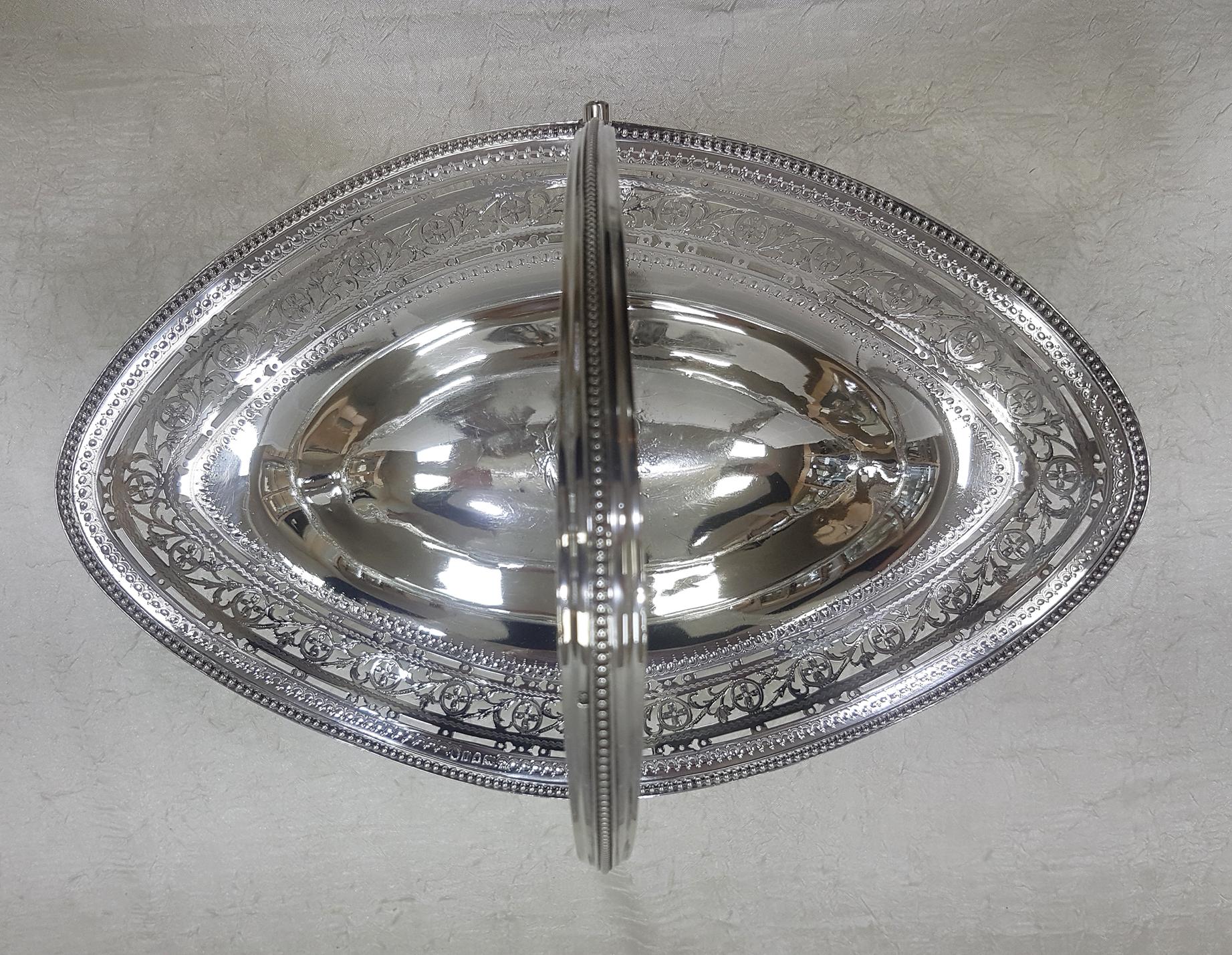 English George III Sterling Silver Oval Cake Basket