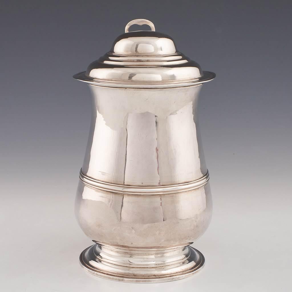 British George III Sterling Silver Quart Tankard London 1763 For Sale