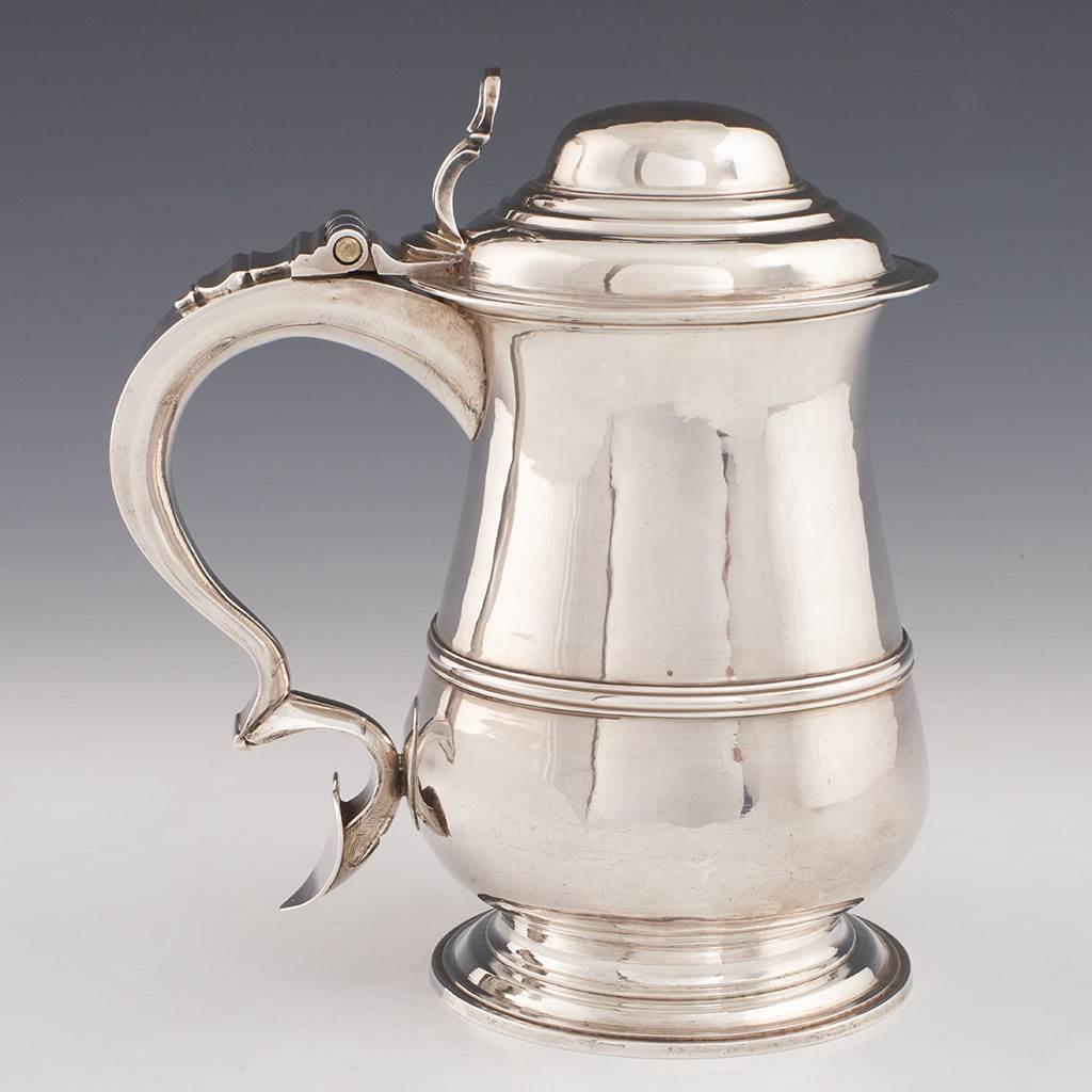 George III Sterling Silver Quart Tankard London 1763 In Good Condition For Sale In Tunbridge Wells, GB