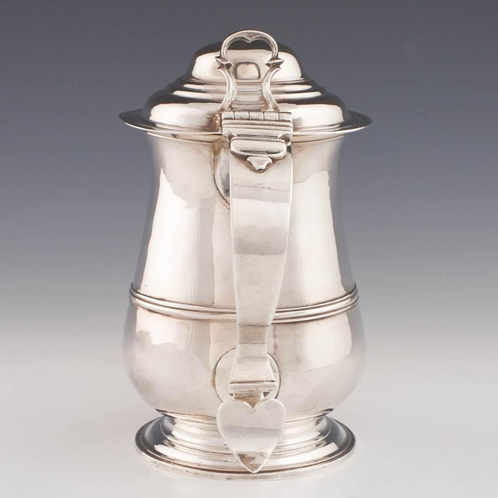 Mid-18th Century George III Sterling Silver Quart Tankard London 1763 For Sale