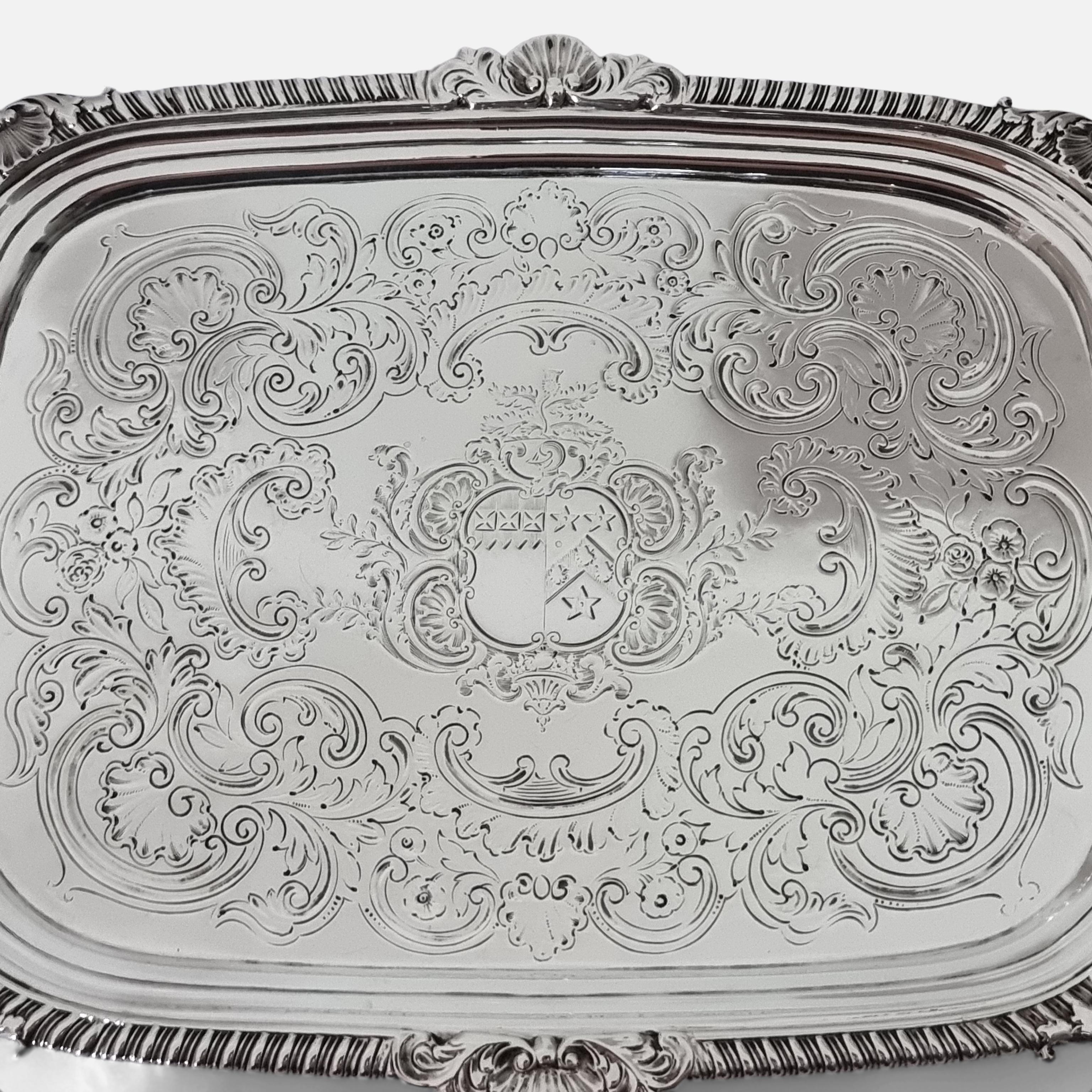 British George III Sterling Silver Salver, William Bennett, 1809 For Sale