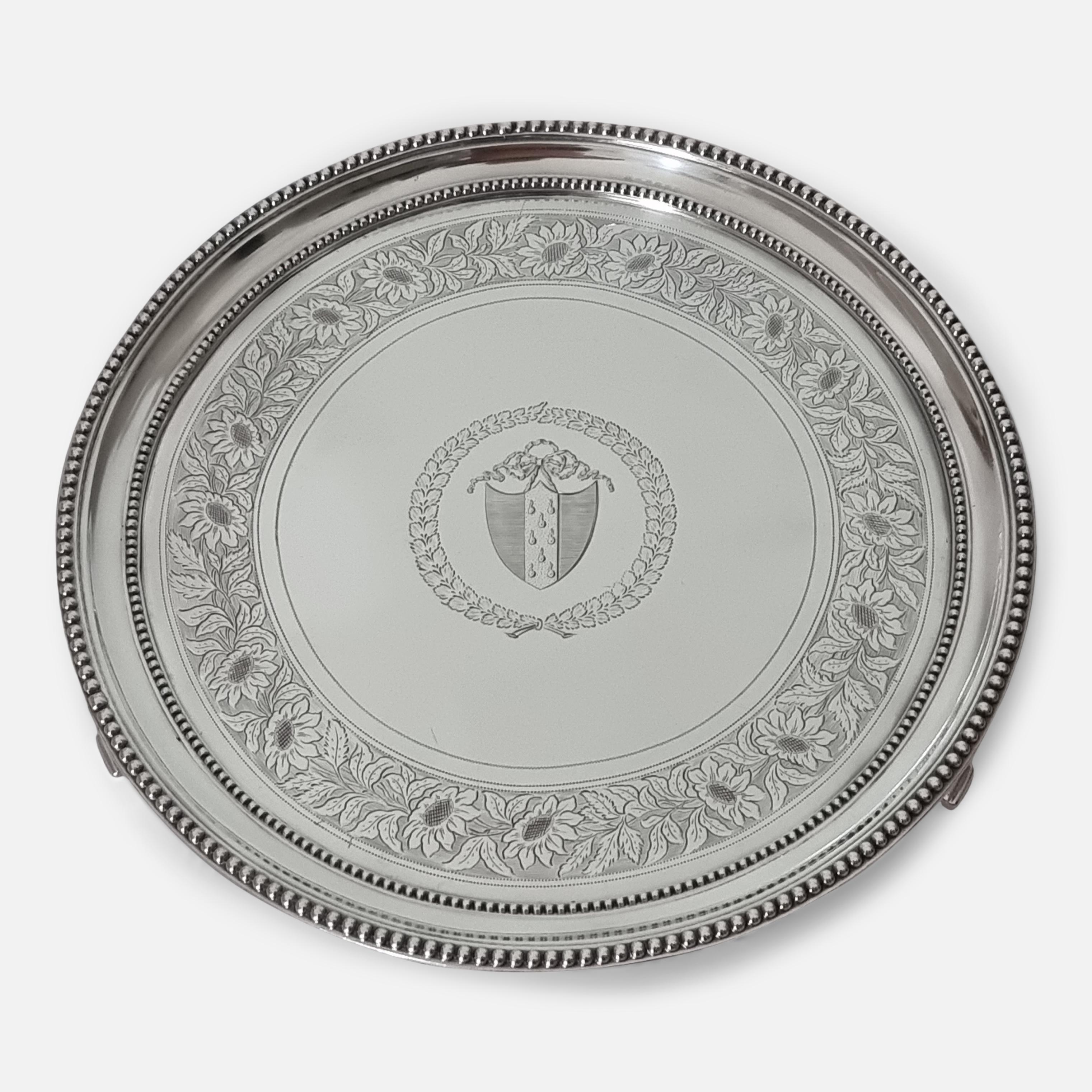 Bandeja de plata de ley de Jorge III, William Bennett, 1814 en venta 4