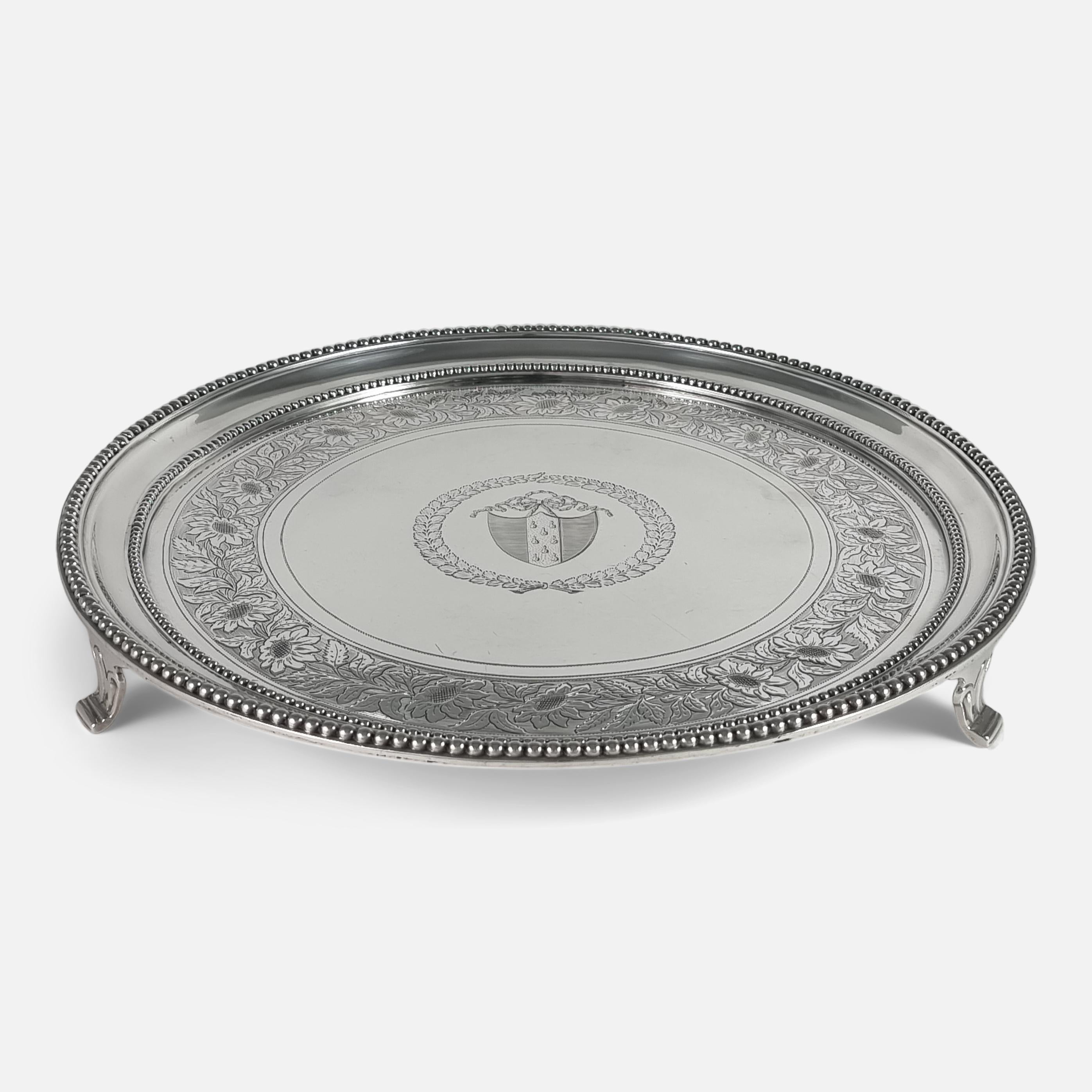 Early 19th Century George III Sterling Silver Salver, William Bennett, 1814 For Sale
