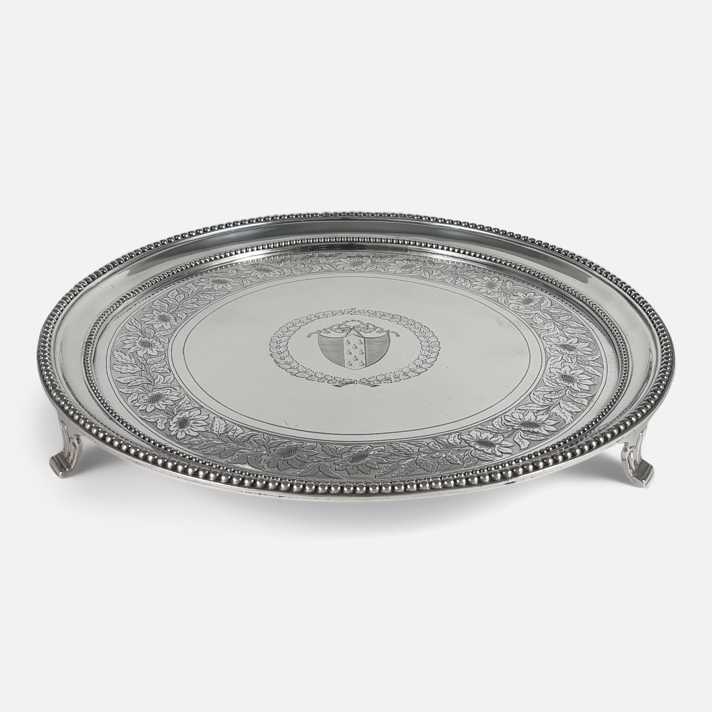 Bandeja de plata de ley de Jorge III, William Bennett, 1814 principios del siglo XIX en venta