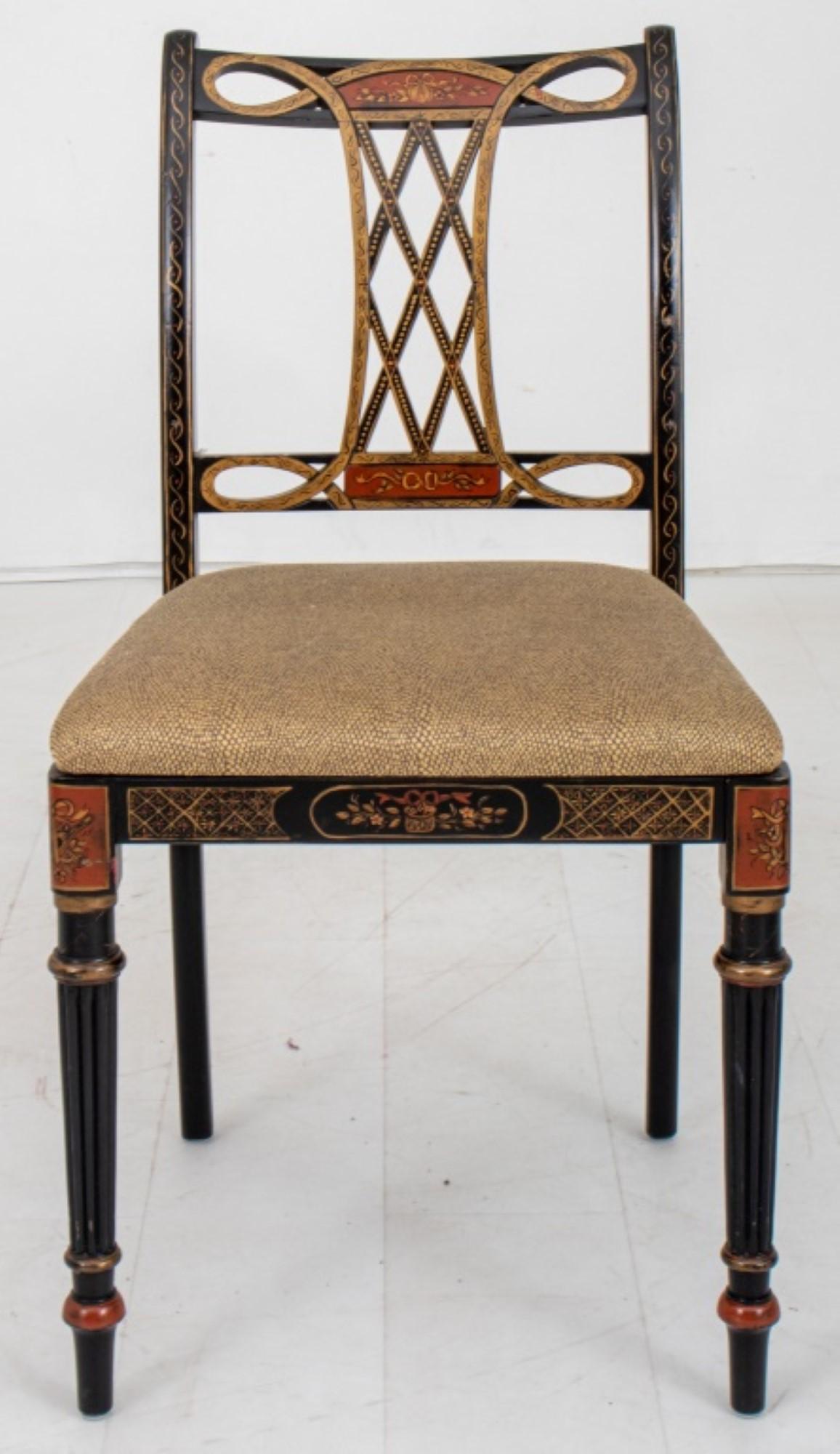 George III Style Black & Gold Japanned Side Chair For Sale 3
