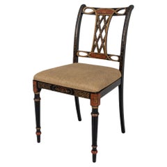 Vintage George III Style Black & Gold Japanned Side Chair