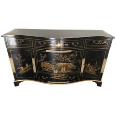 George III Style Black Japanned Chinoiserie Buffet Server Sideboard