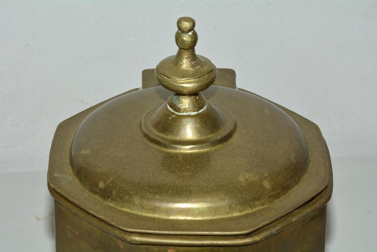 Queen Anne George III Style Brass Container with Lid