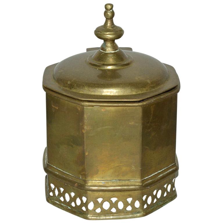 George III Style Brass Container with Lid