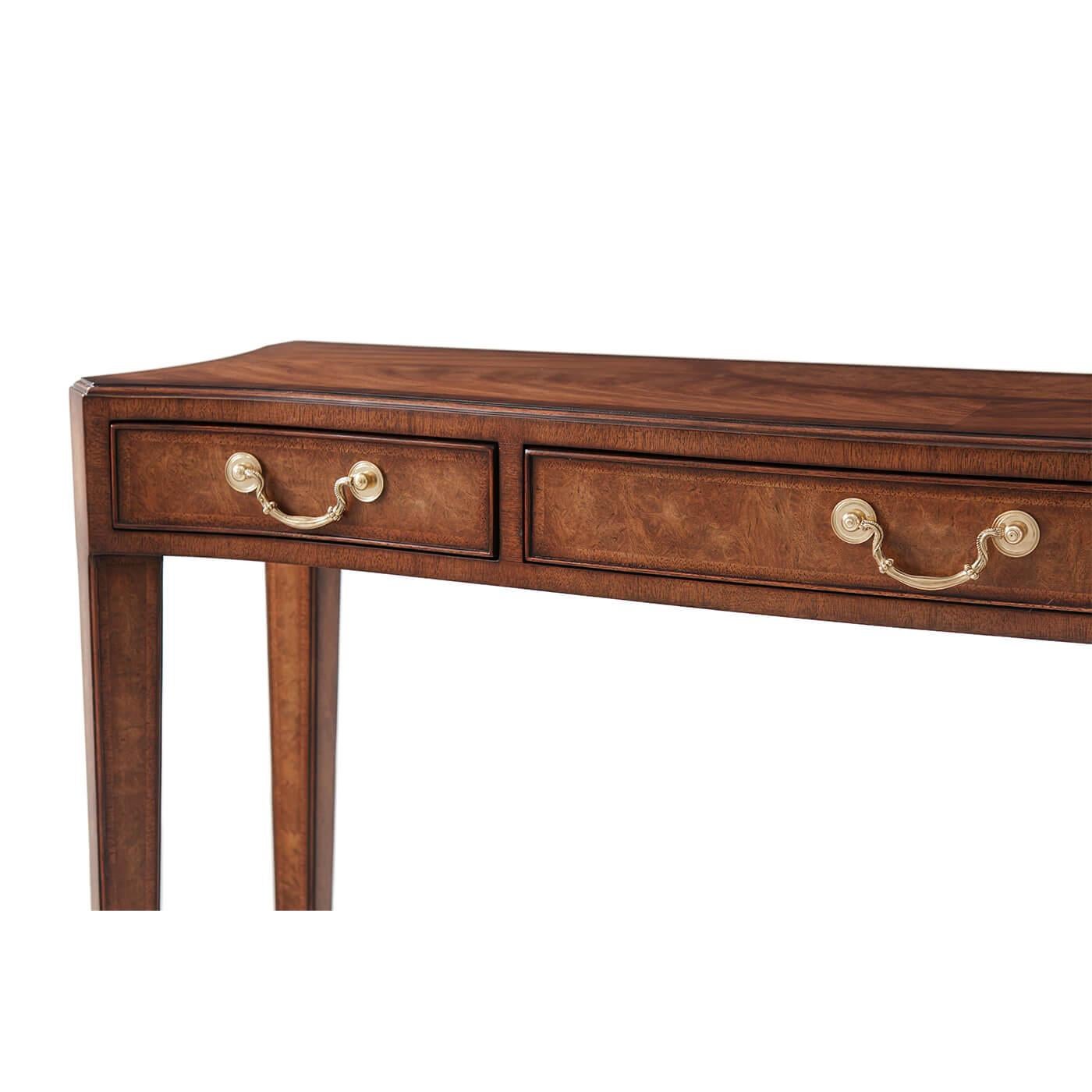 Contemporary George III Style Burl Console Table