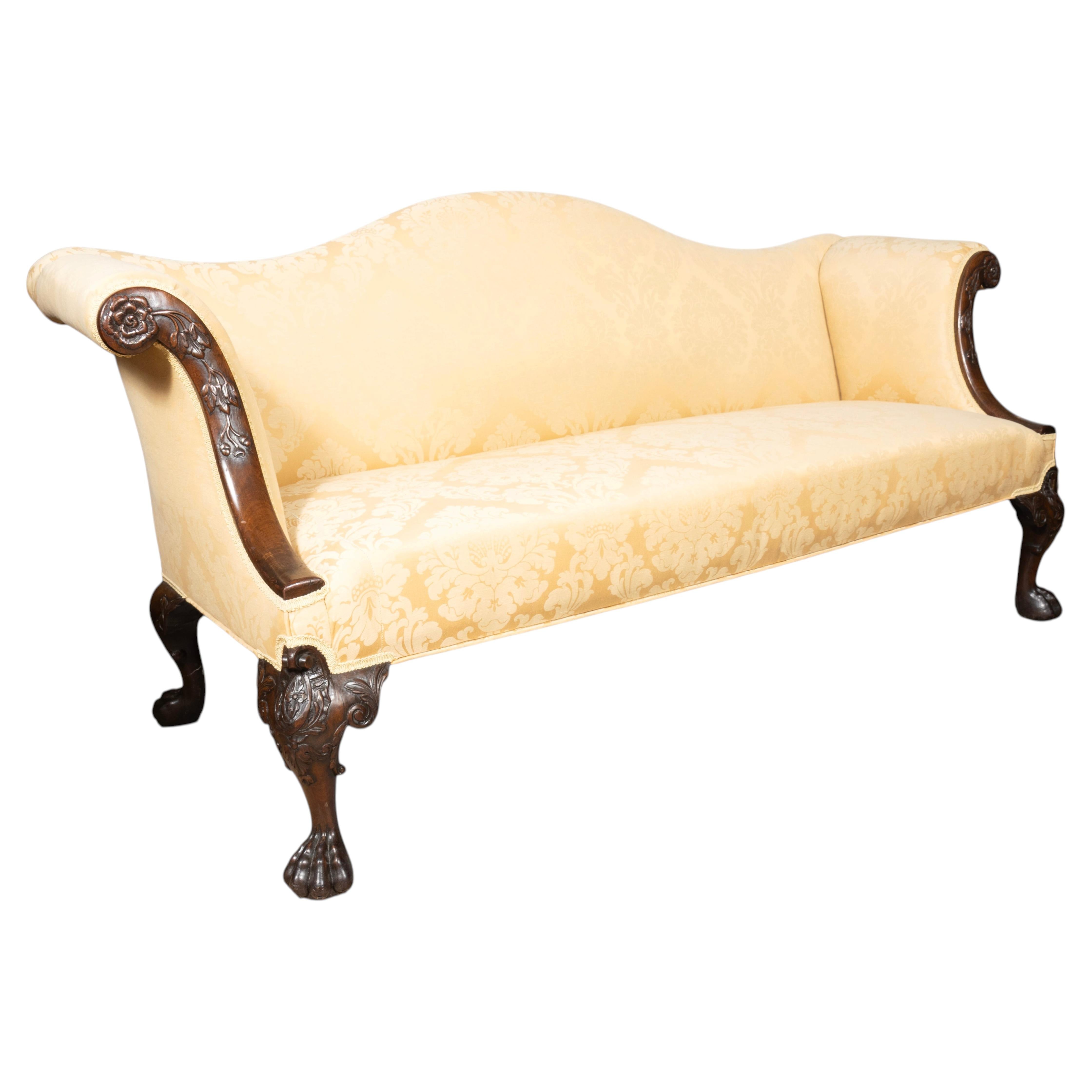 George III Style Camel Back Mahogany Sofa