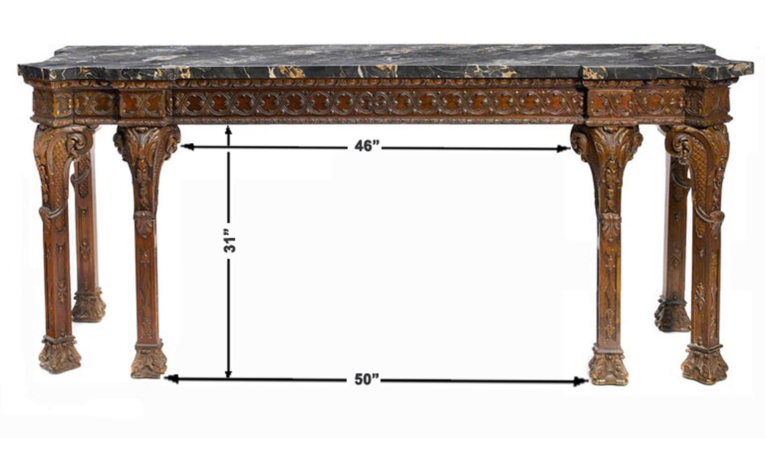 Hand-Carved George III Style Carved Console, 19th Century
