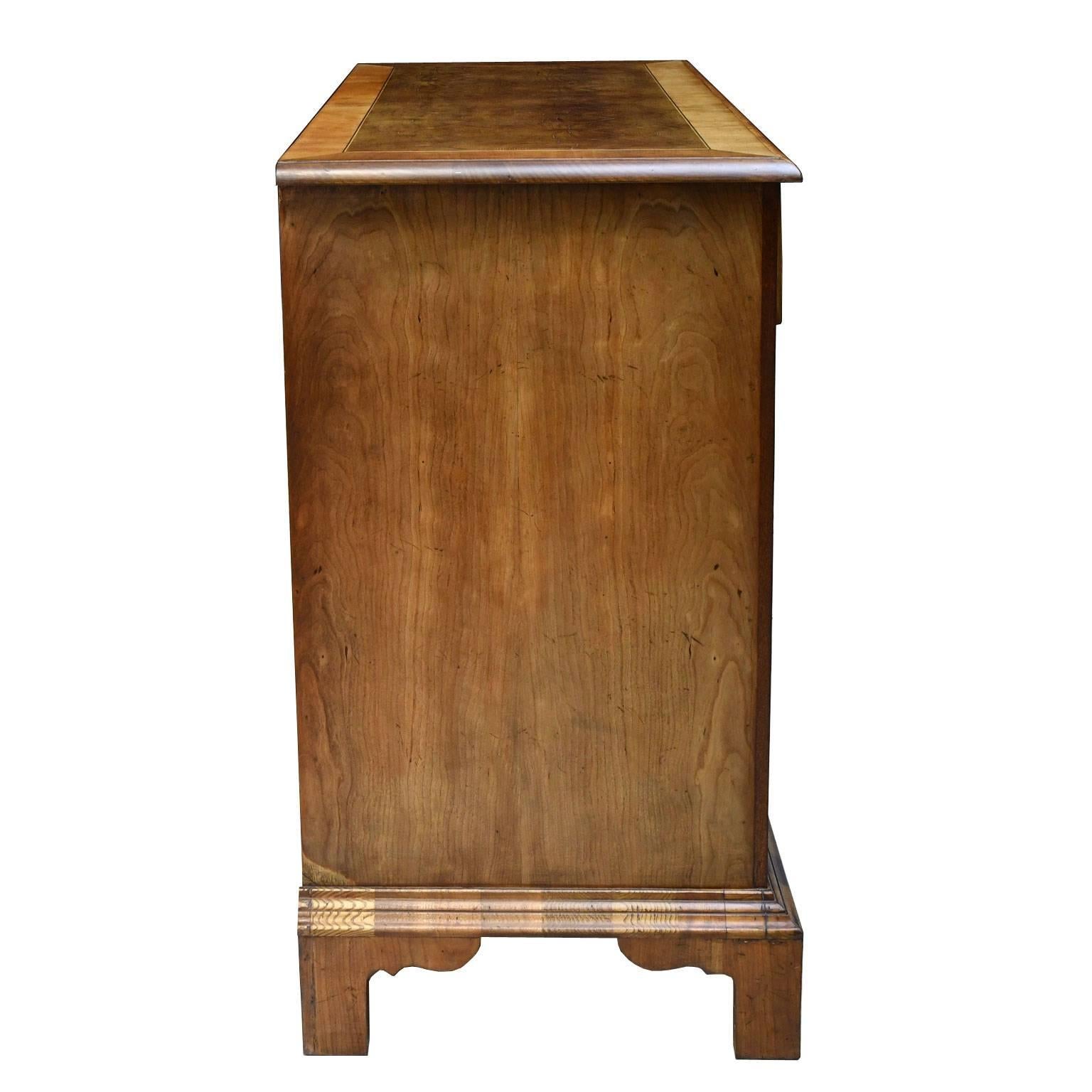Brass English George III Style Chest of Drawers with Yew-Wood Oyster Veneer For Sale