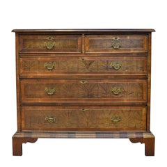 Vintage English George III Style Chest of Drawers with Yew-Wood Oyster Veneer