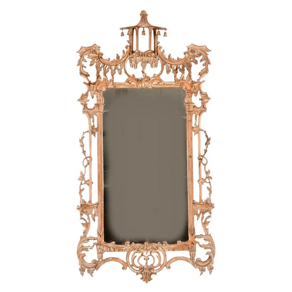George III Style Chinese Chippendale Carved Pagoda Mirror