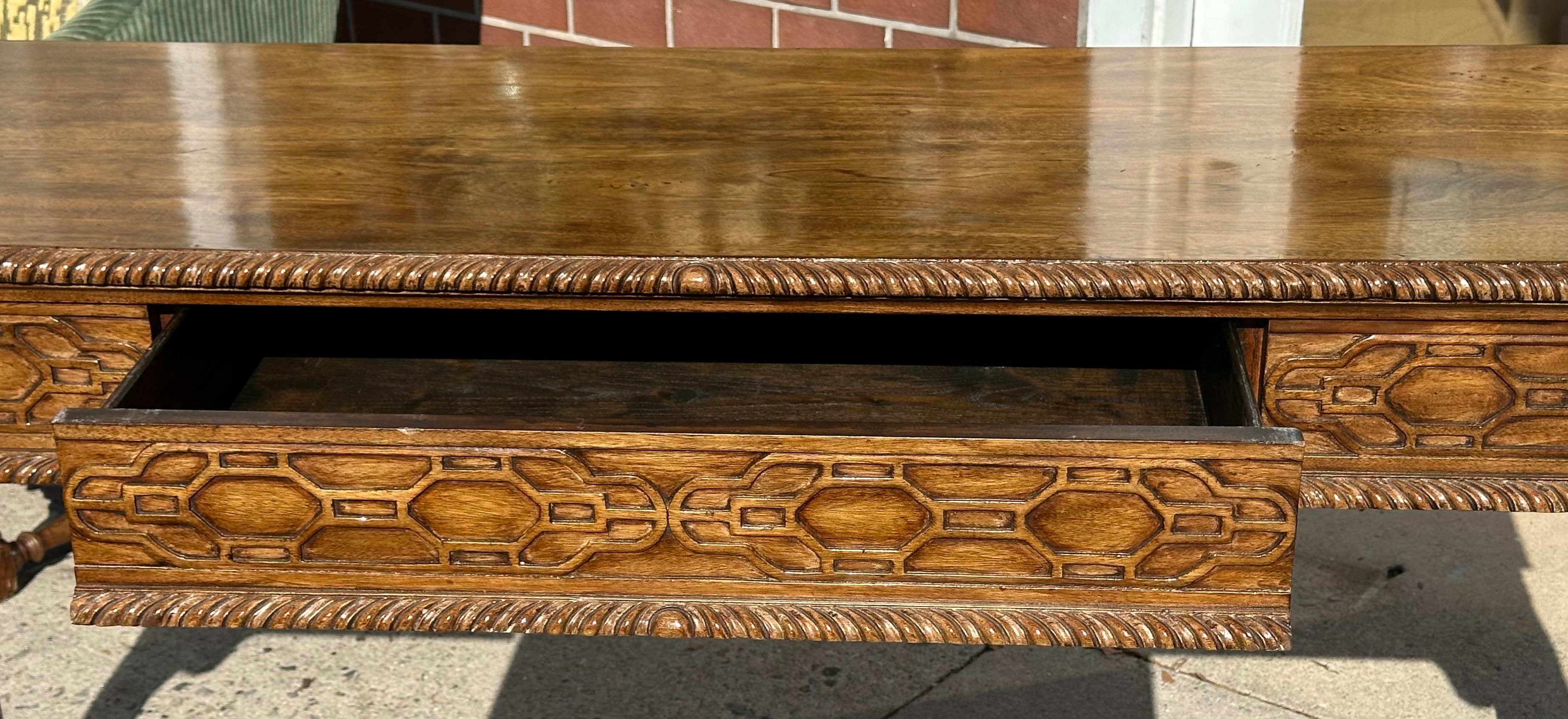 George III Style Chinese Chippendale Mahogany Console or Serving Table by Burton-Ching
