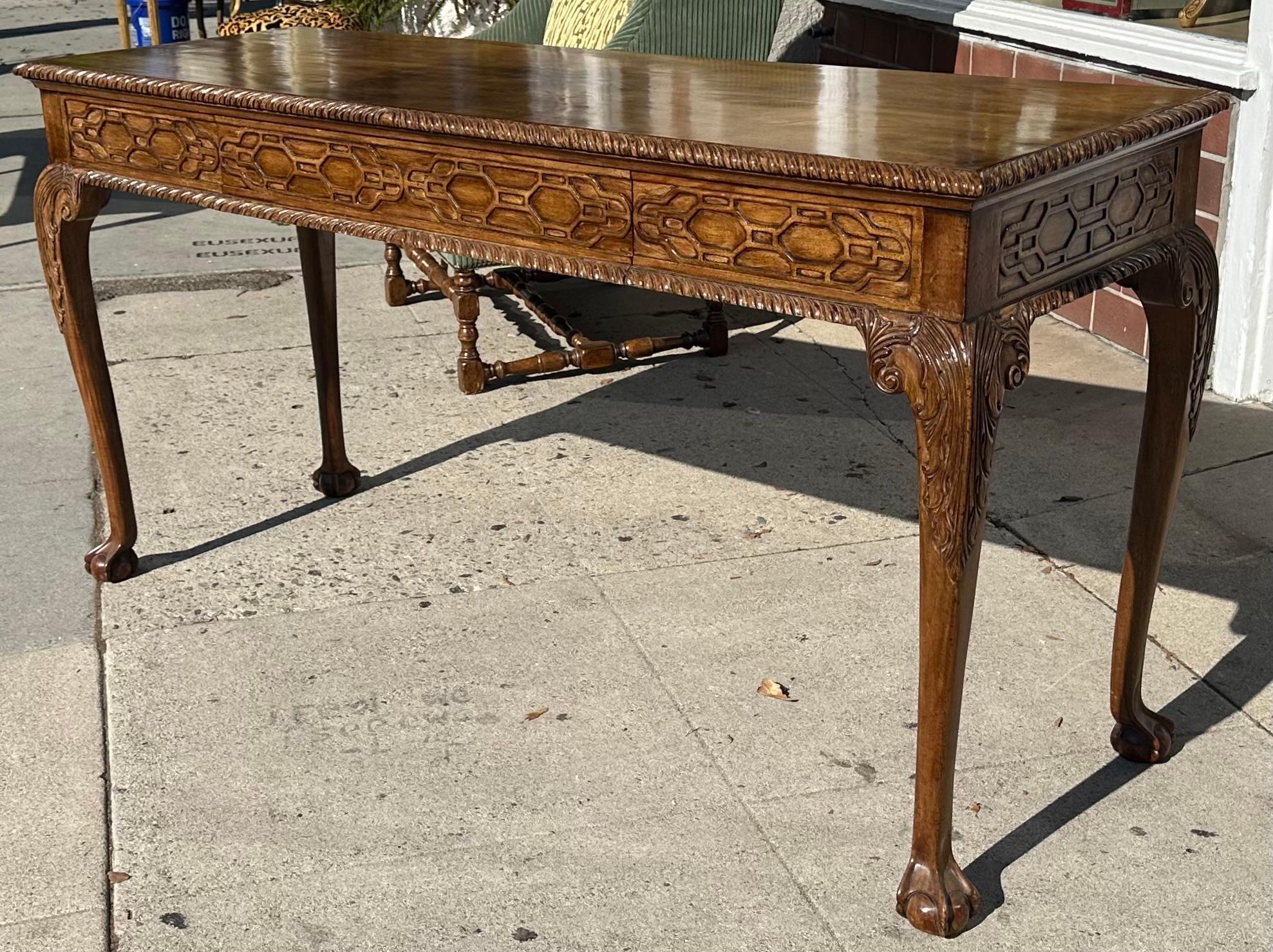 Contemporary George III Style Chinese Chippendale Console or Serving Table by Burton-Ching For Sale