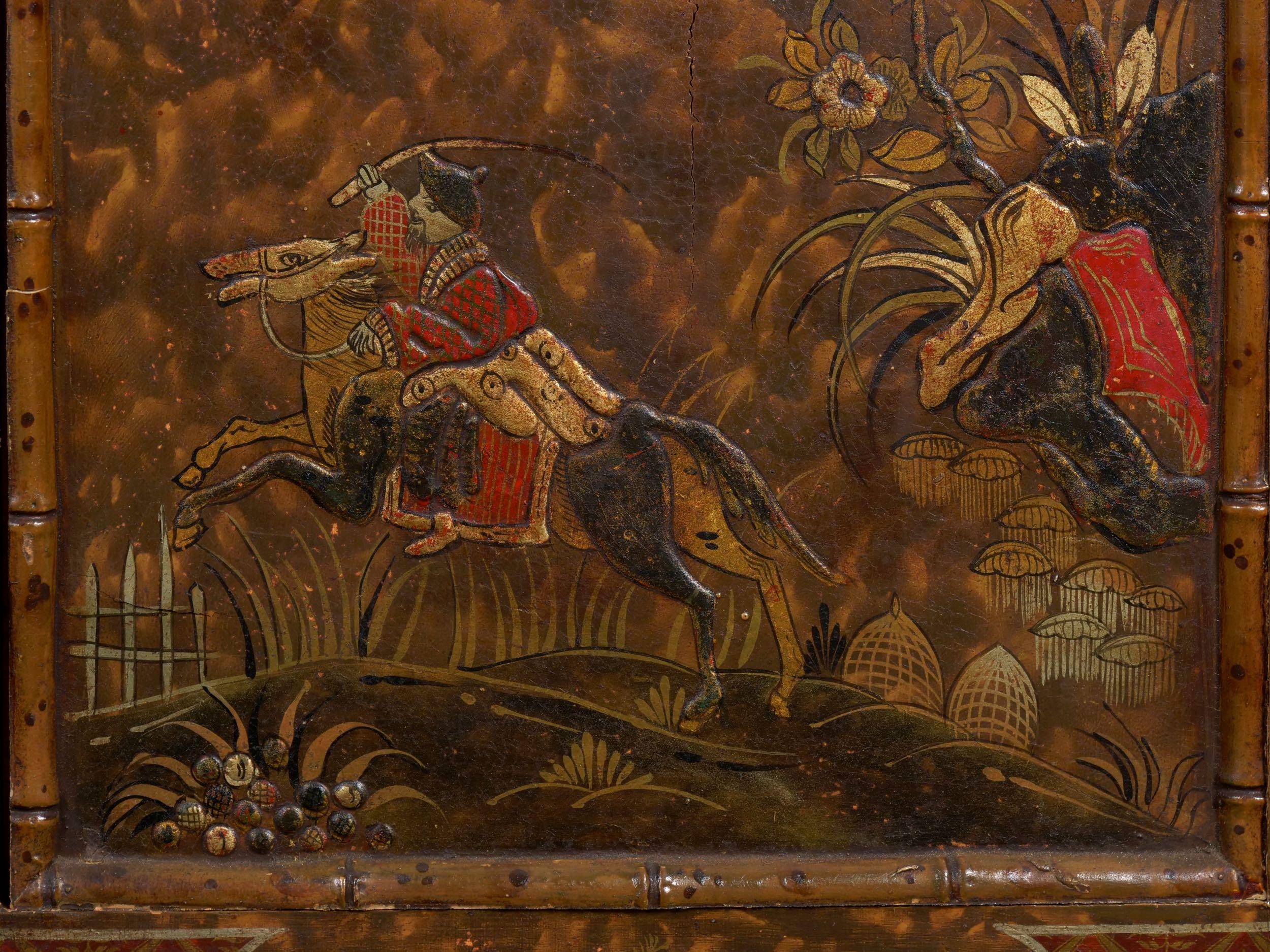 George III Style Chinoiserie Decorated Pedestal Desk, England, circa 1880 8