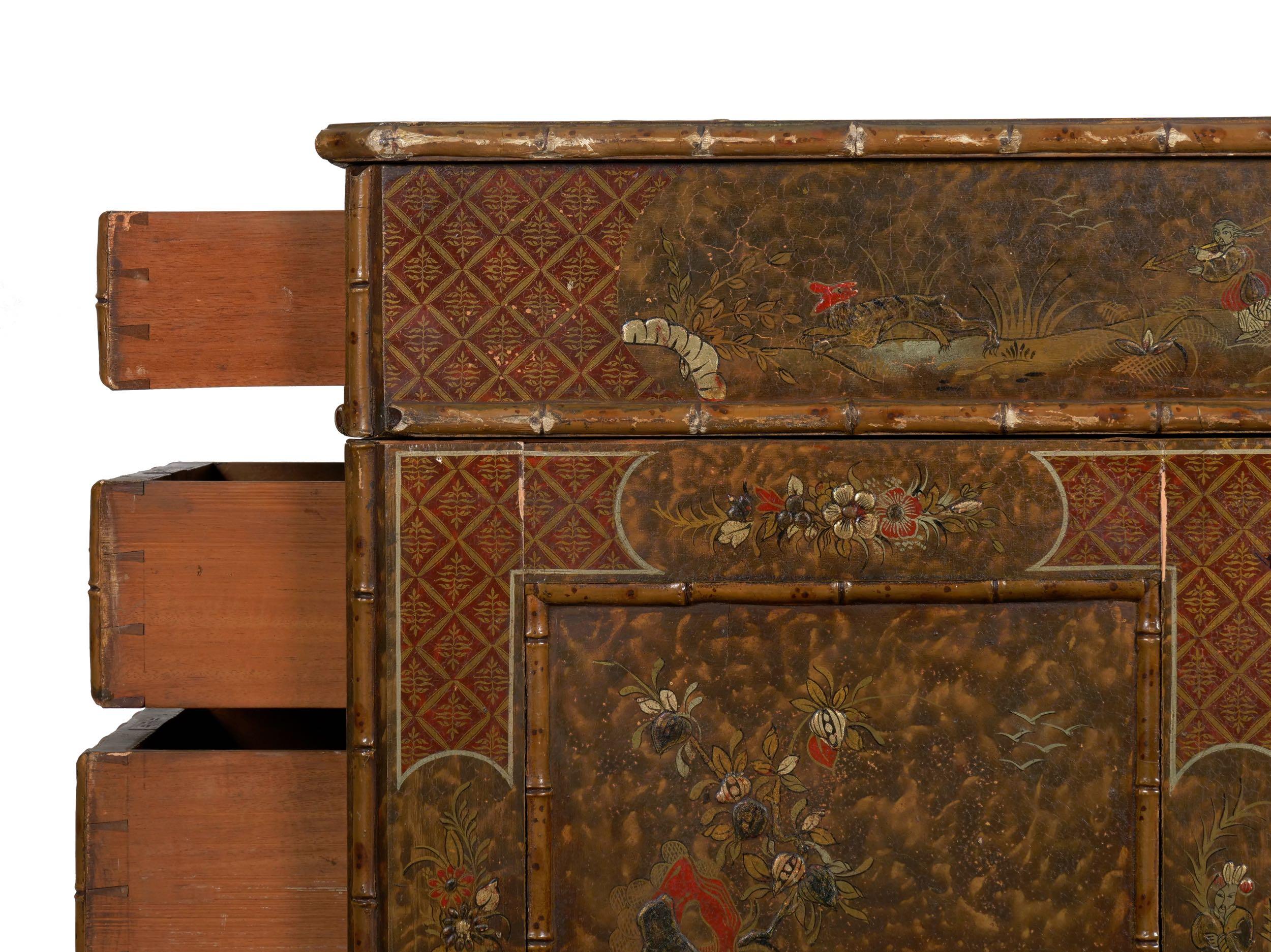George III Style Chinoiserie Decorated Pedestal Desk, England, circa 1880 10