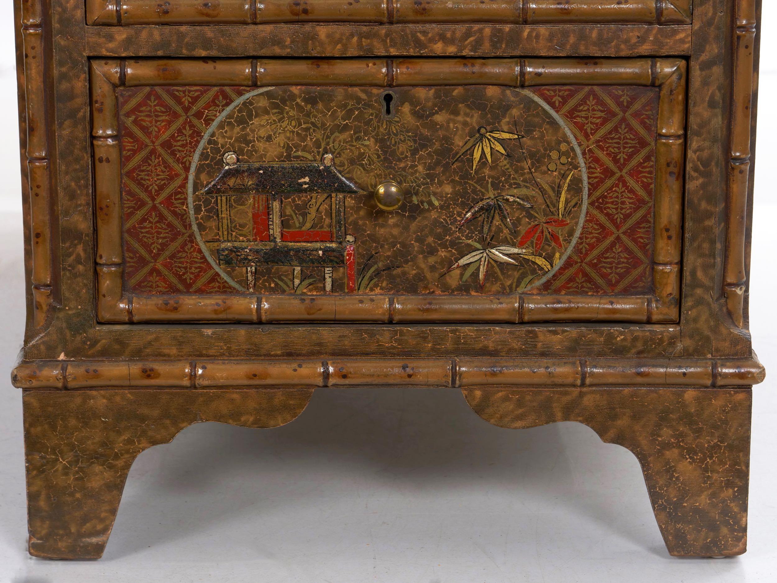 George III Style Chinoiserie Decorated Pedestal Desk, England, circa 1880 11