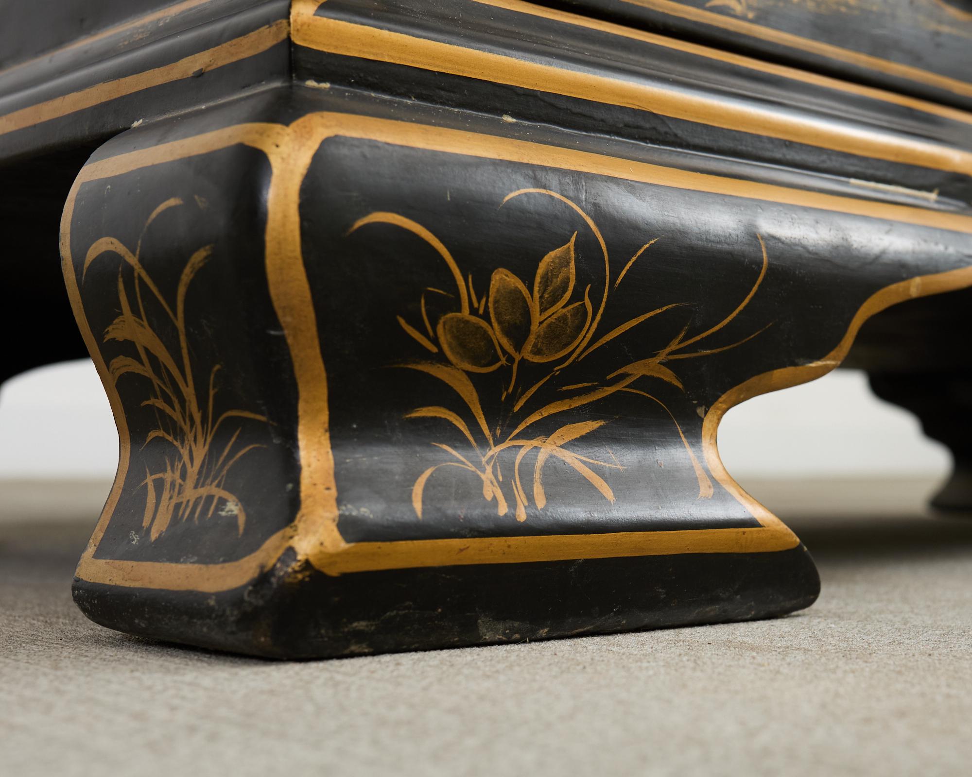 George III Style Chinoiserie Lacquered Secretary Bookcase Desk 12