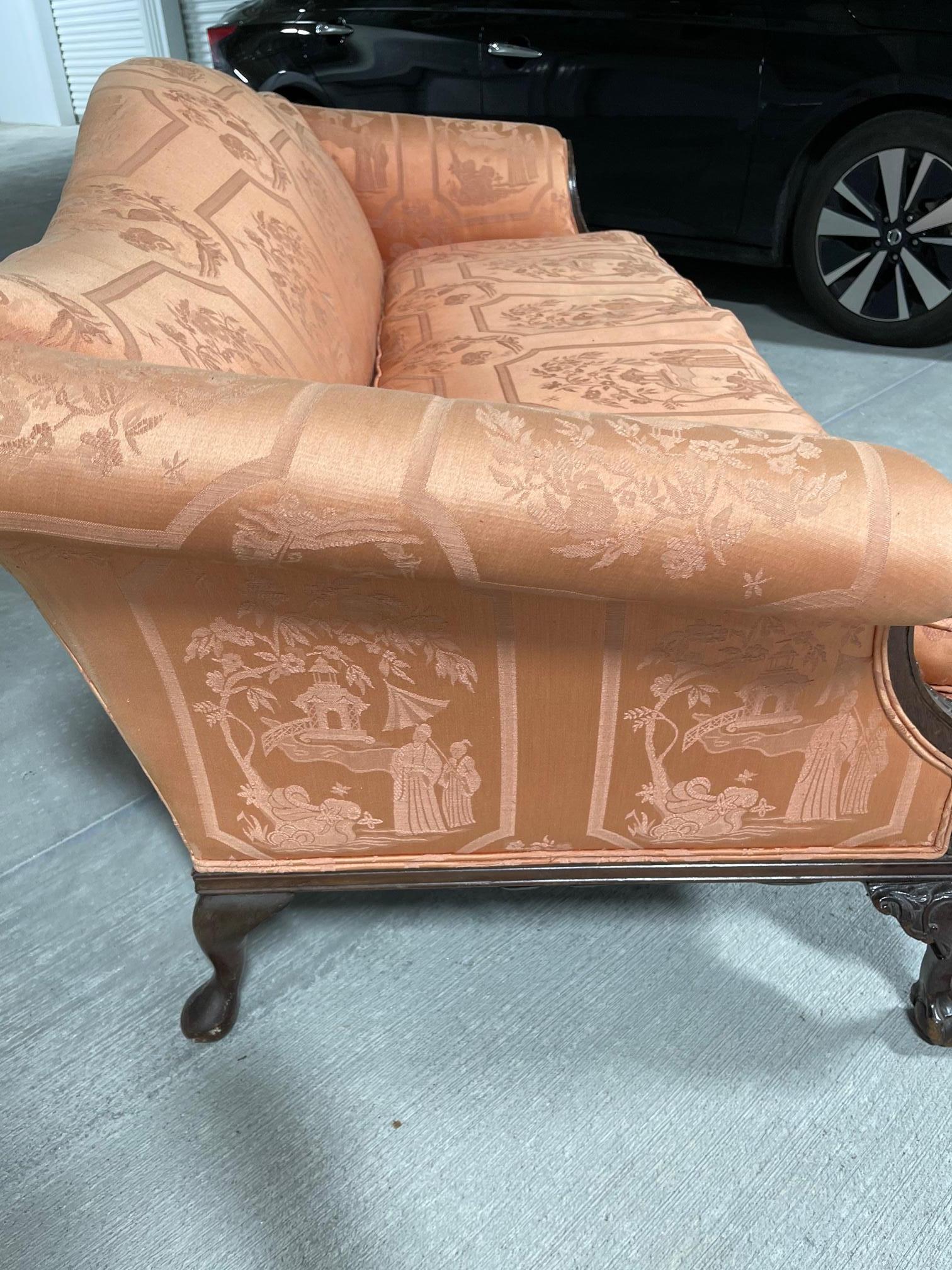 Chippendale-Sofa im George-III-Stil mit asiatischen Motiven, um 1900 im Angebot 2