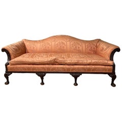George III Style Chippendale Sofa with an Asian Motif Upholstery, circa 1900