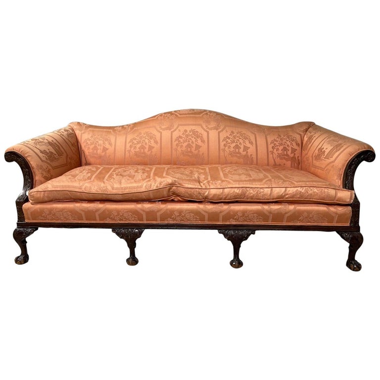 George III Style Chippendale Sofa with an Asian Motif Upholstery, circa  1900 For Sale at 1stDibs | original chippendale sofa, motif sofa, 1900 couch