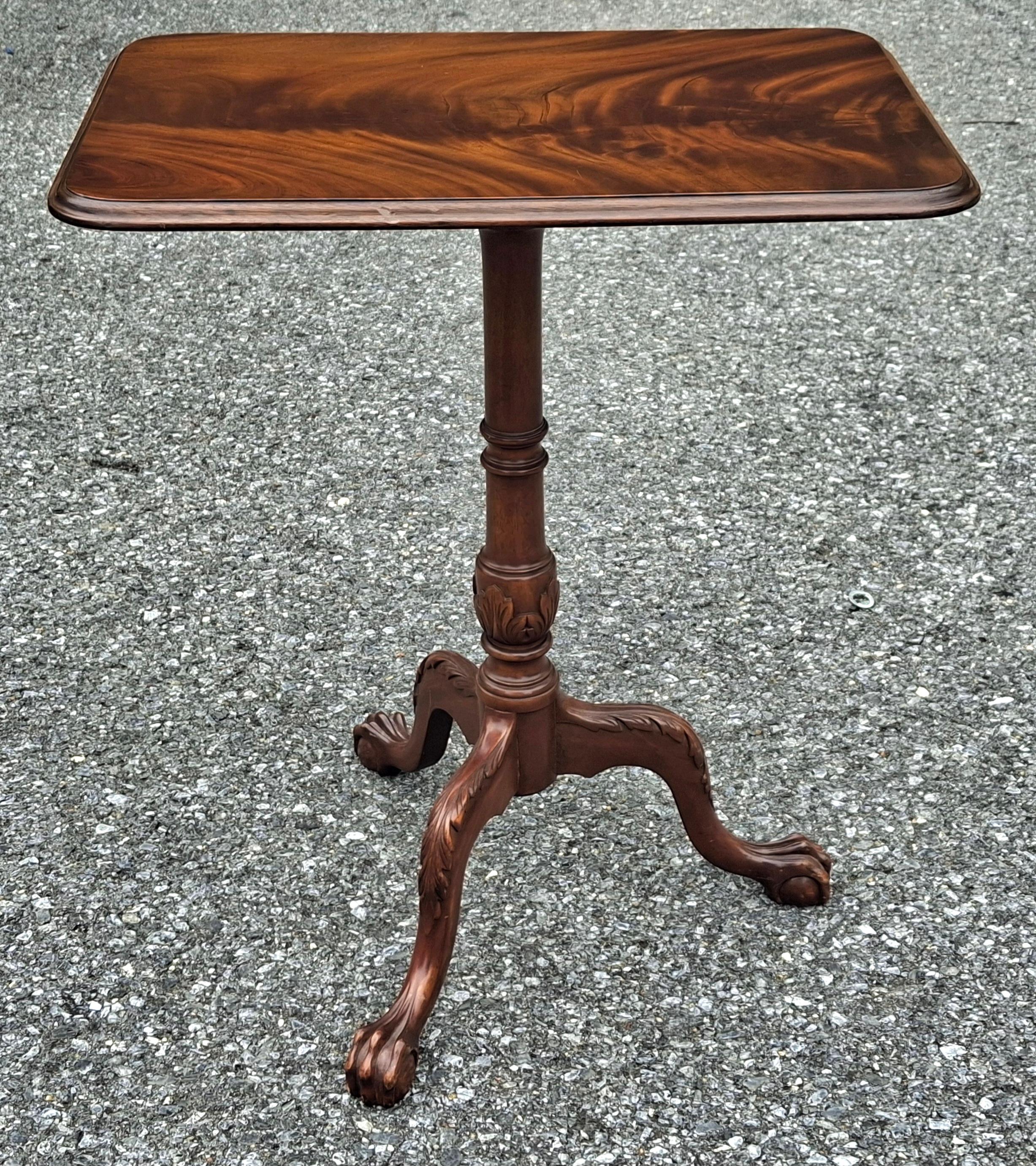 A George III Style Crotch Mahogany Pedestal Tilt Top Side Table 
Measure 28.5