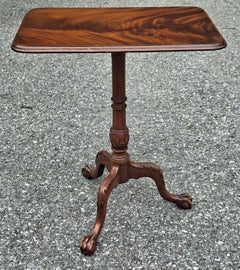 George III Style Crotch Mahogany Pedestal Tilt Top Side Table