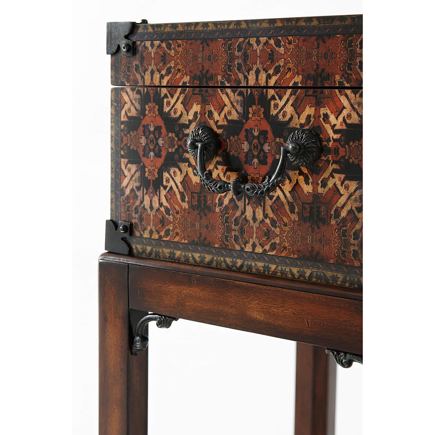 Wood George III Style Decoupage Box on Stand