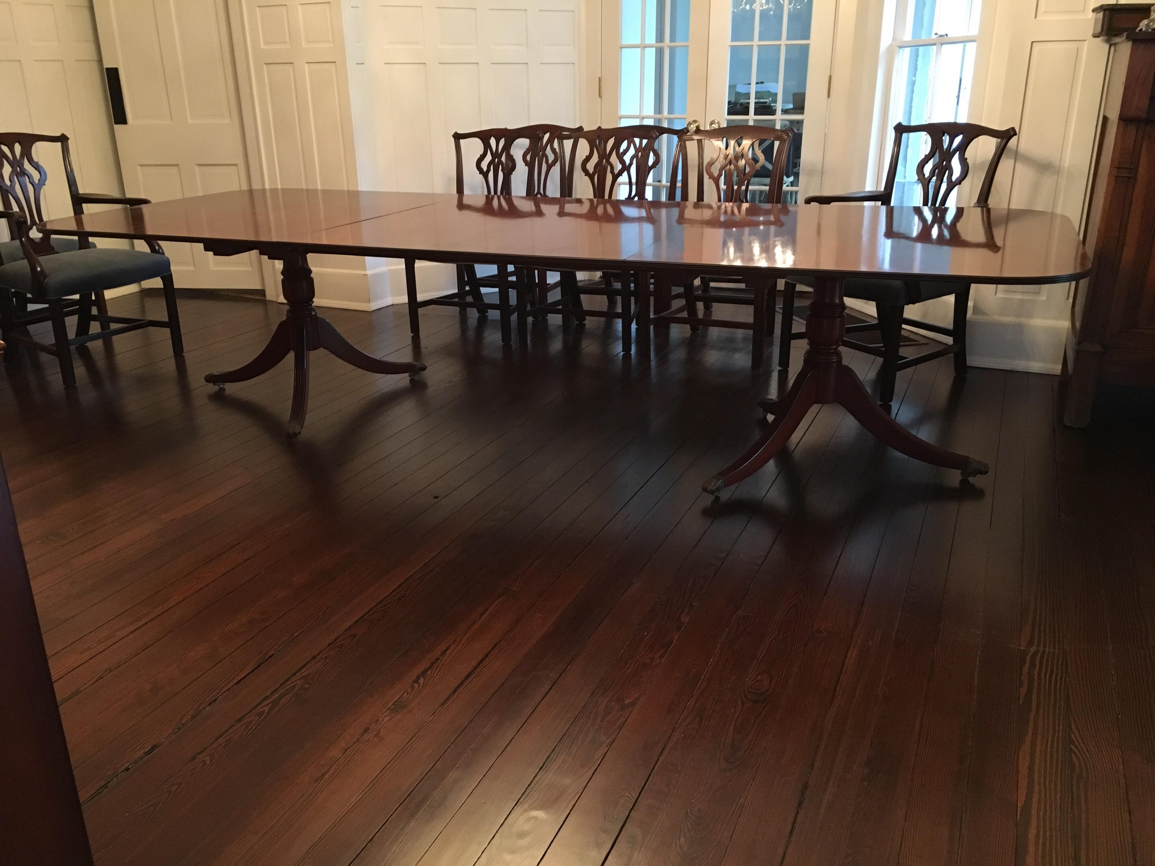 American George III Style Double Pedestal Dining Table