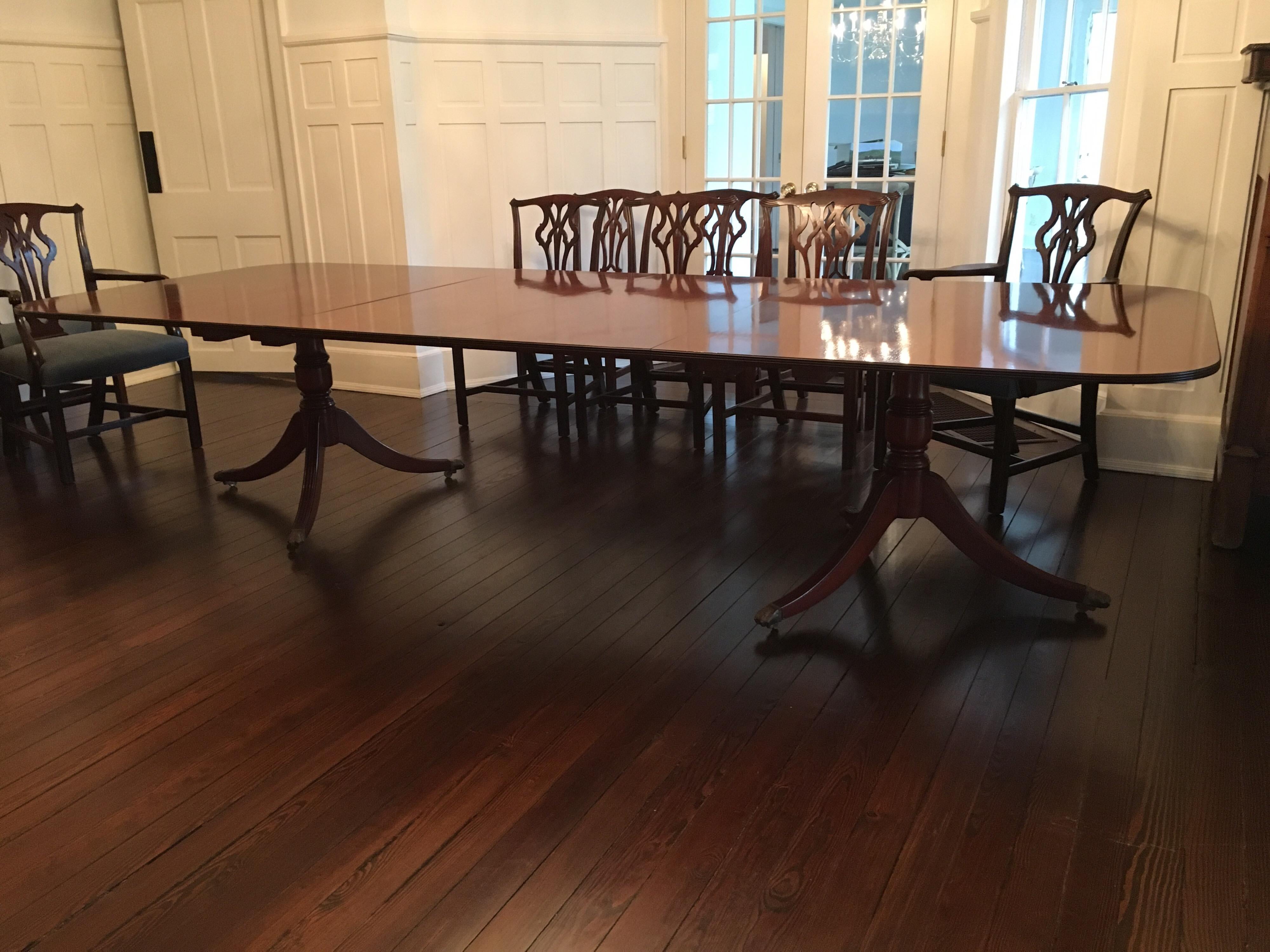 Mahogany George III Style Double Pedestal Dining Table