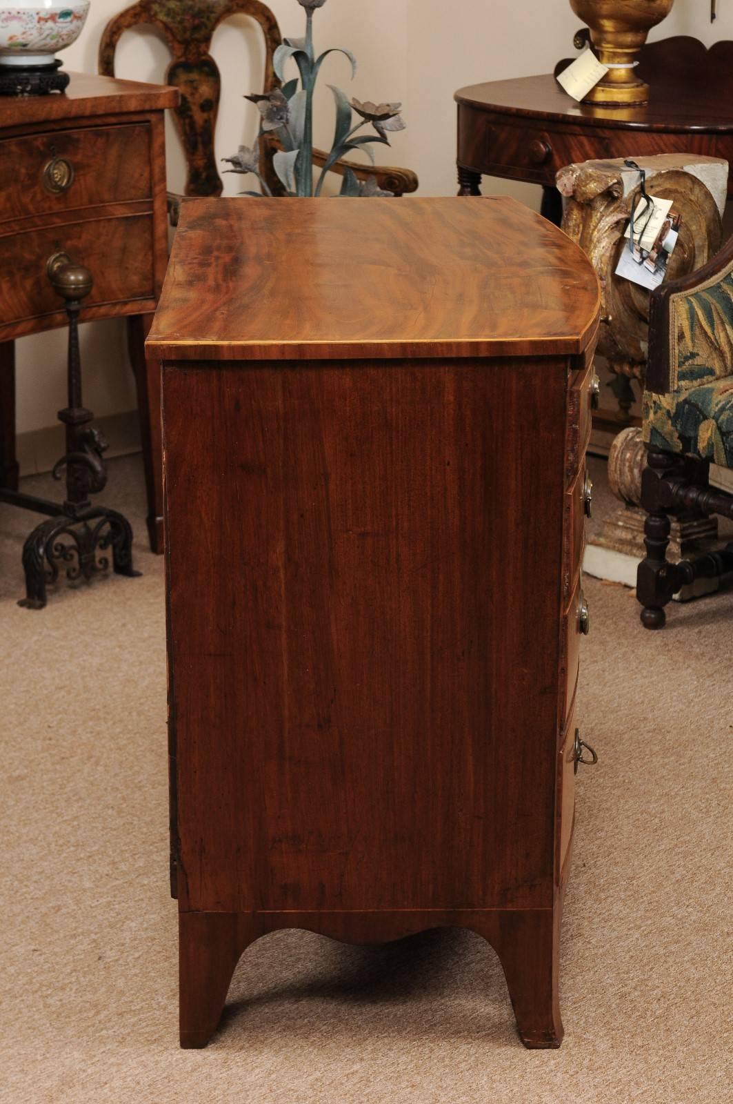 George III Style English Bow Front Mahogany Chest with Brushing Slide 3