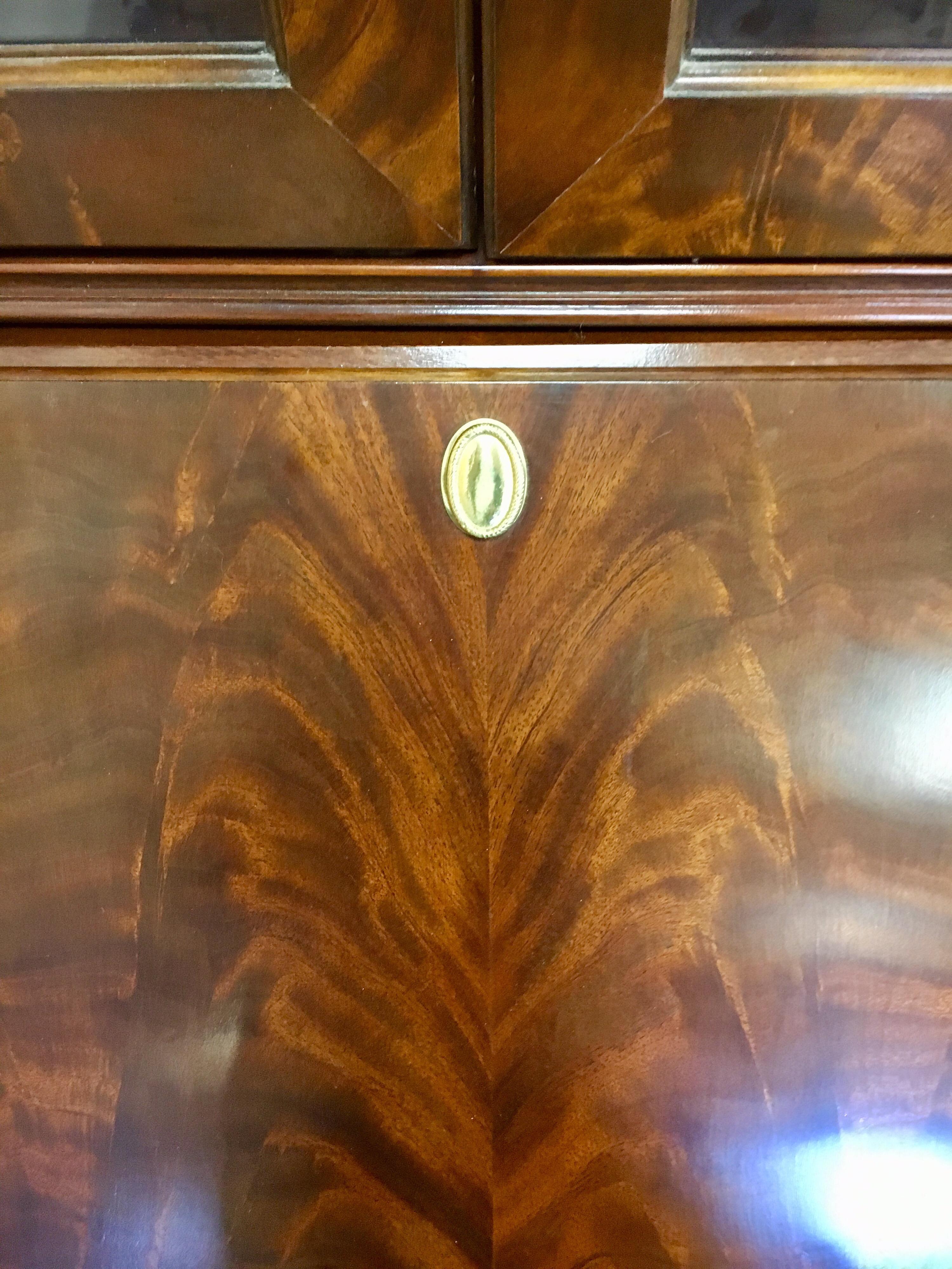 George III Style Flame Mahogany Secretary Desk Secretaire Bookcase 2
