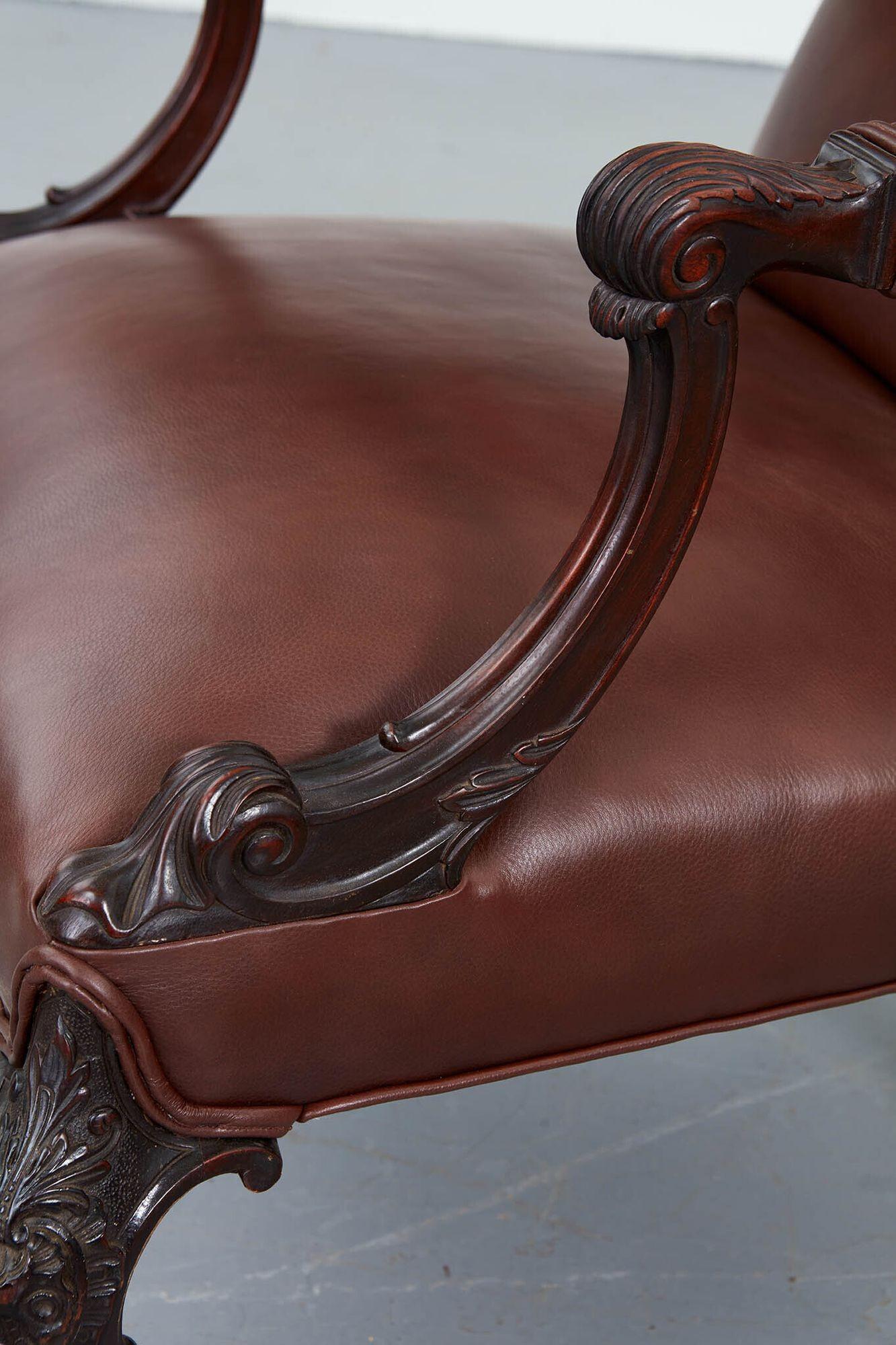 Leather George III Style Gainsborough Armchair For Sale