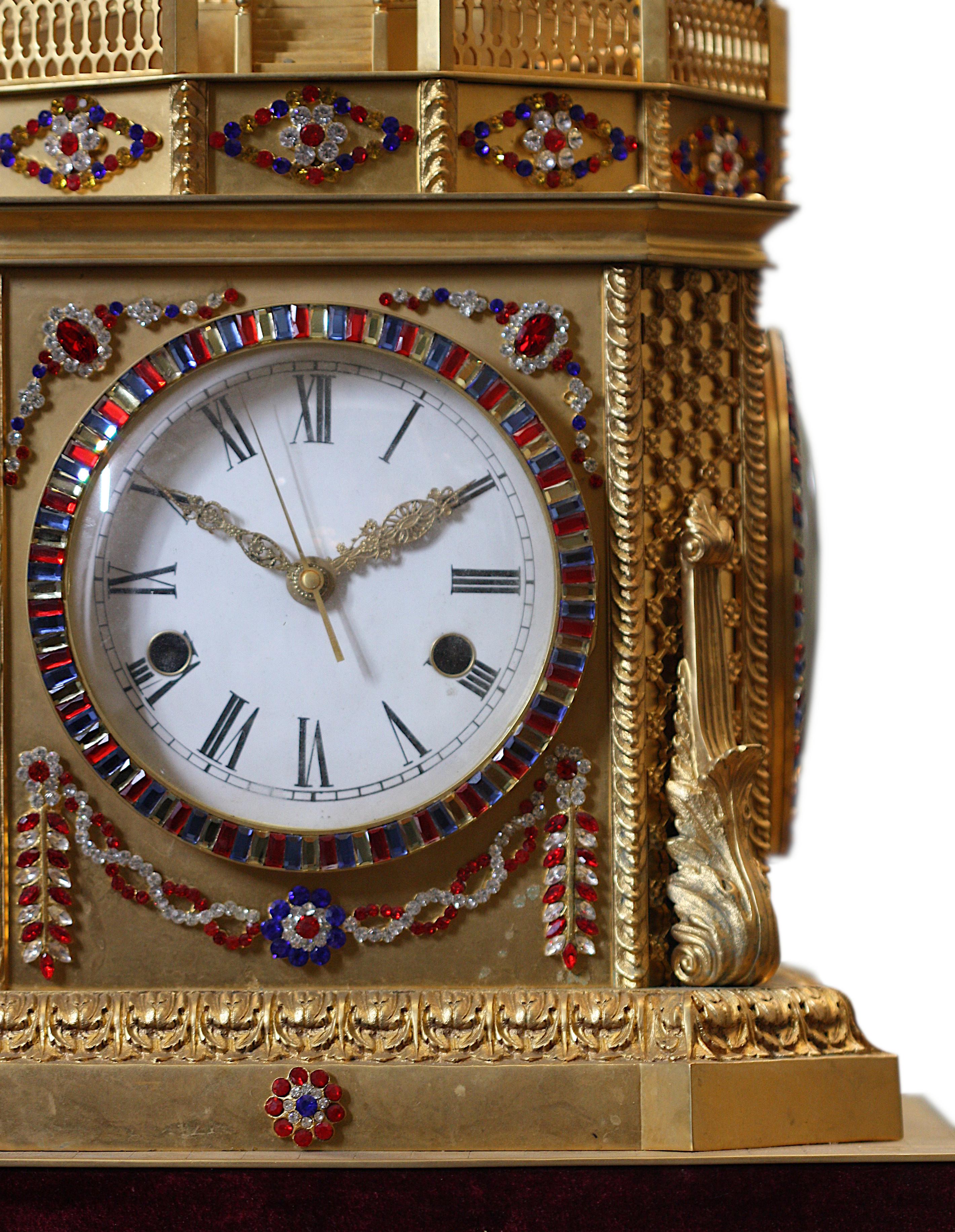 20th Century George III Style Gilt-Bronze Musical Automaton Clock