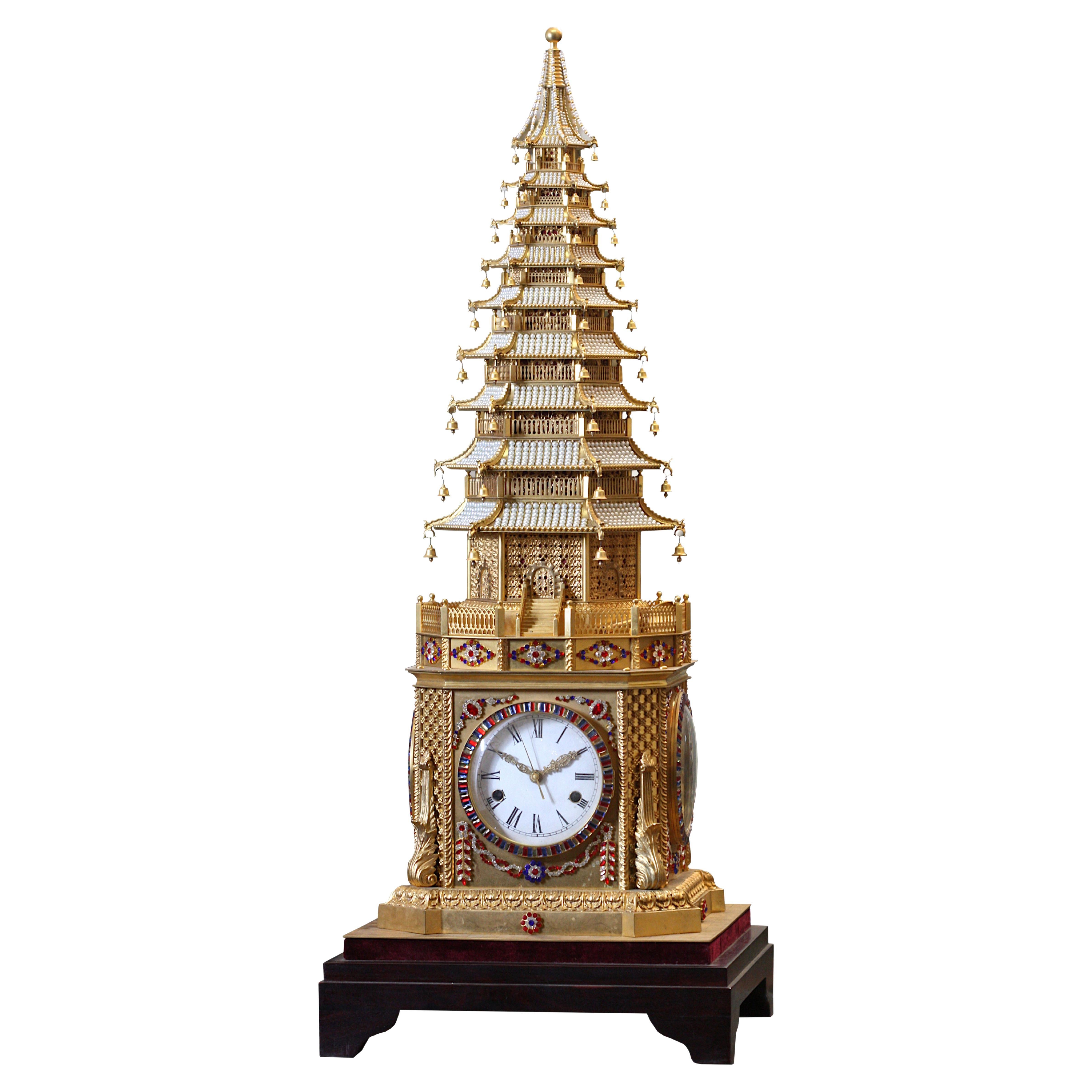George III Style Gilt-Bronze Musical Automaton Clock