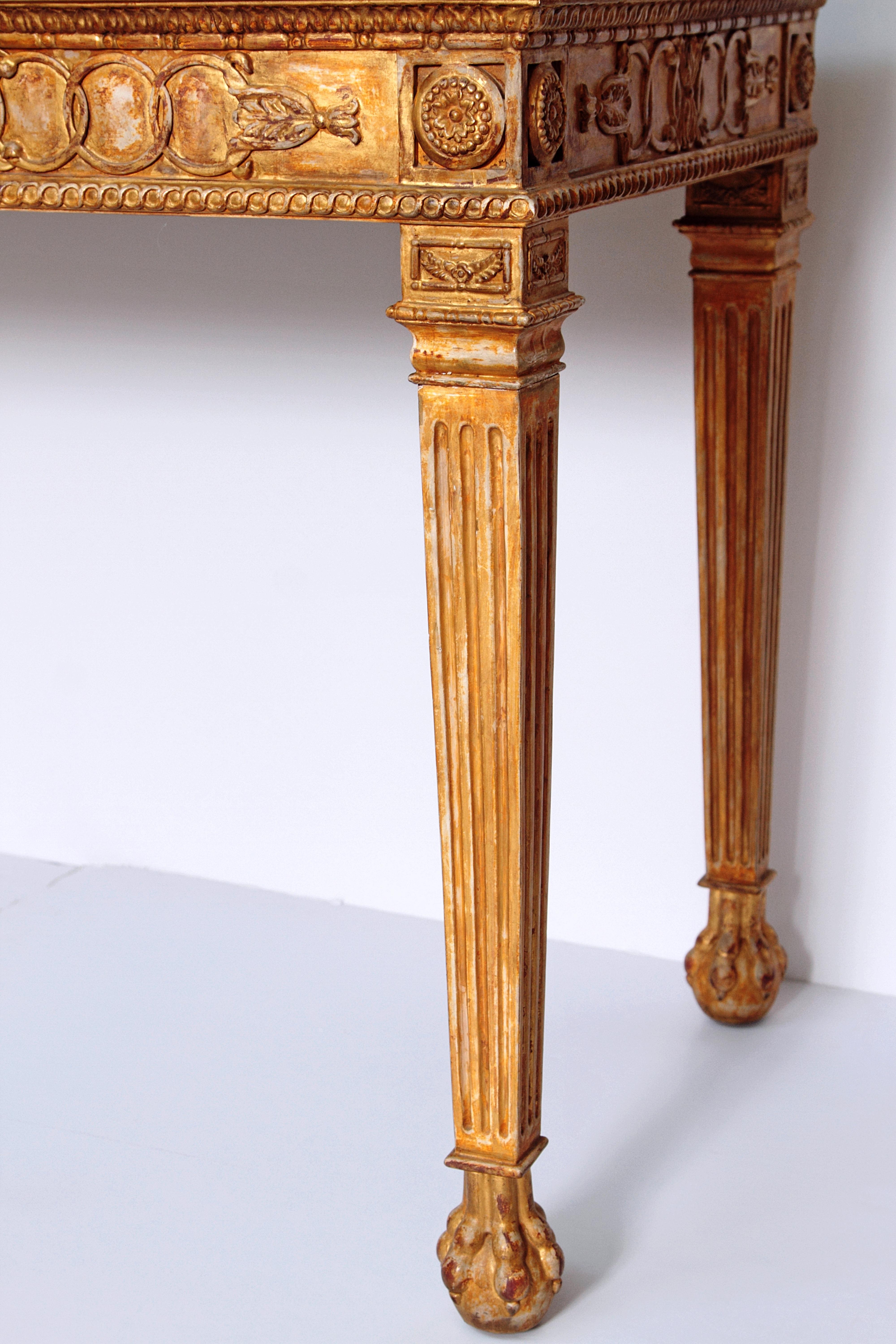 George III-Style Giltwood and Mahogany Console Tables / Pair In Good Condition In Dallas, TX