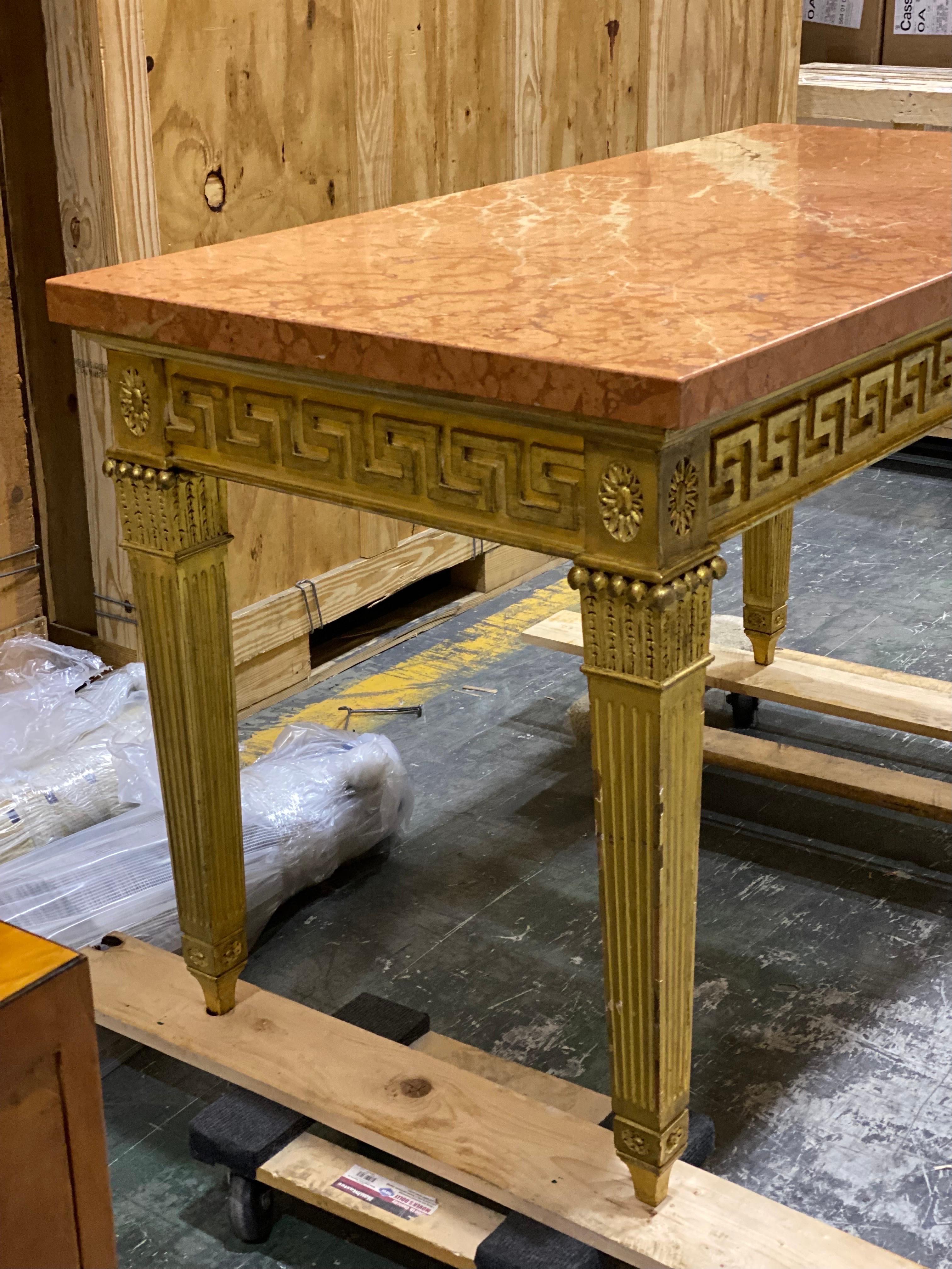 George III Style Giltwood and Marble Console Table For Sale 5
