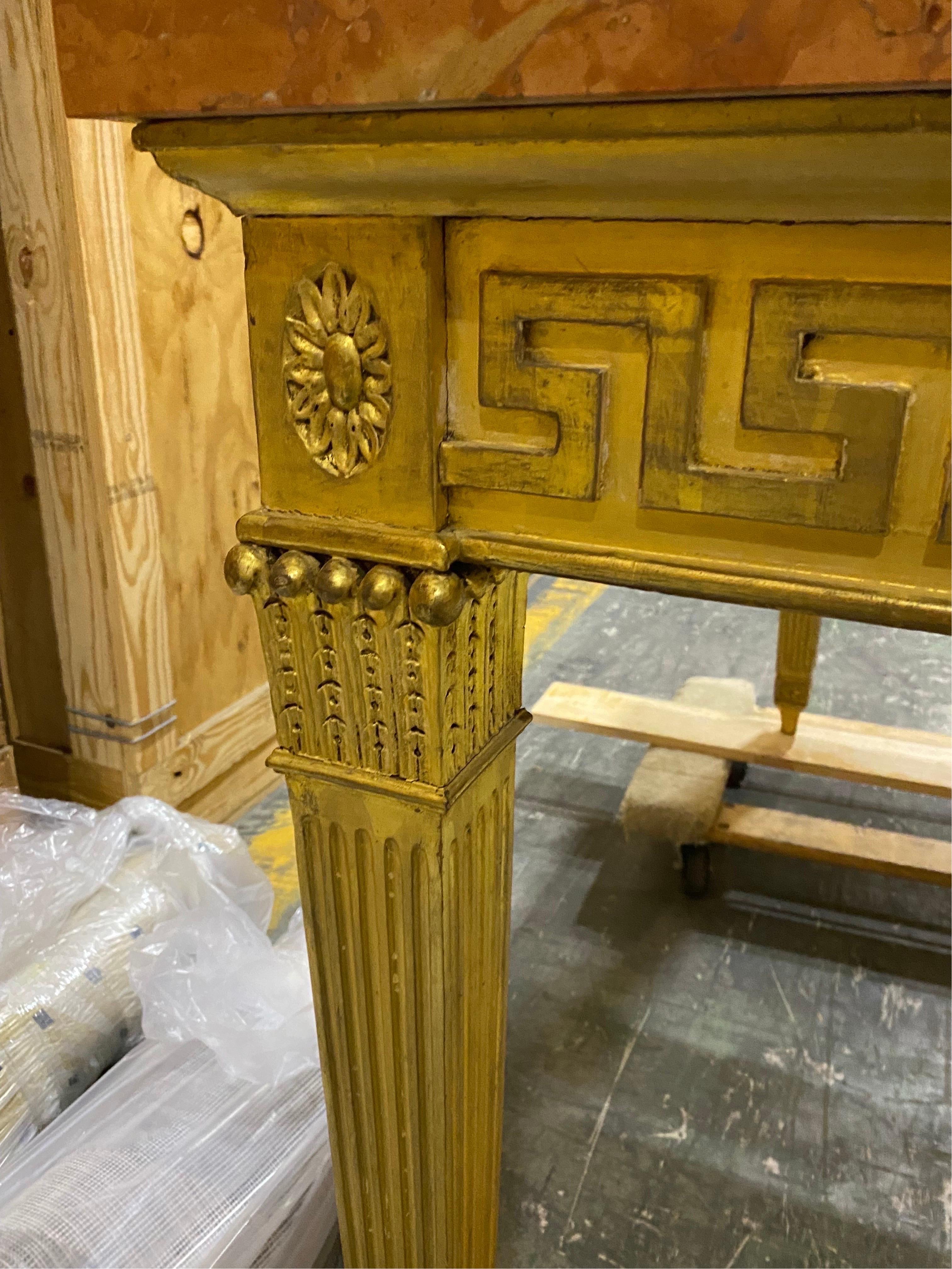 George III Style Giltwood and Marble Console Table For Sale 11
