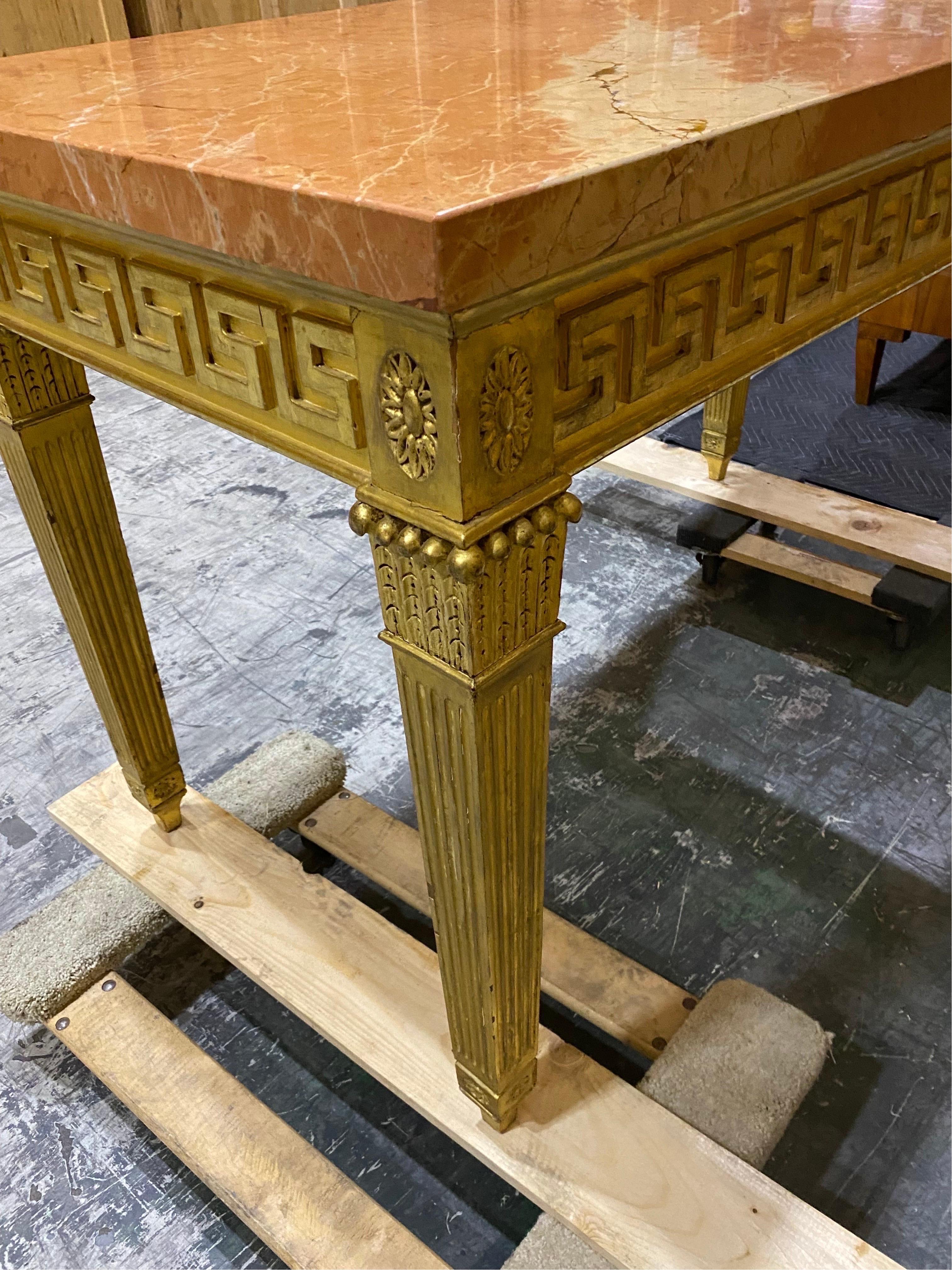 George III Style Giltwood and Marble Console Table For Sale 15