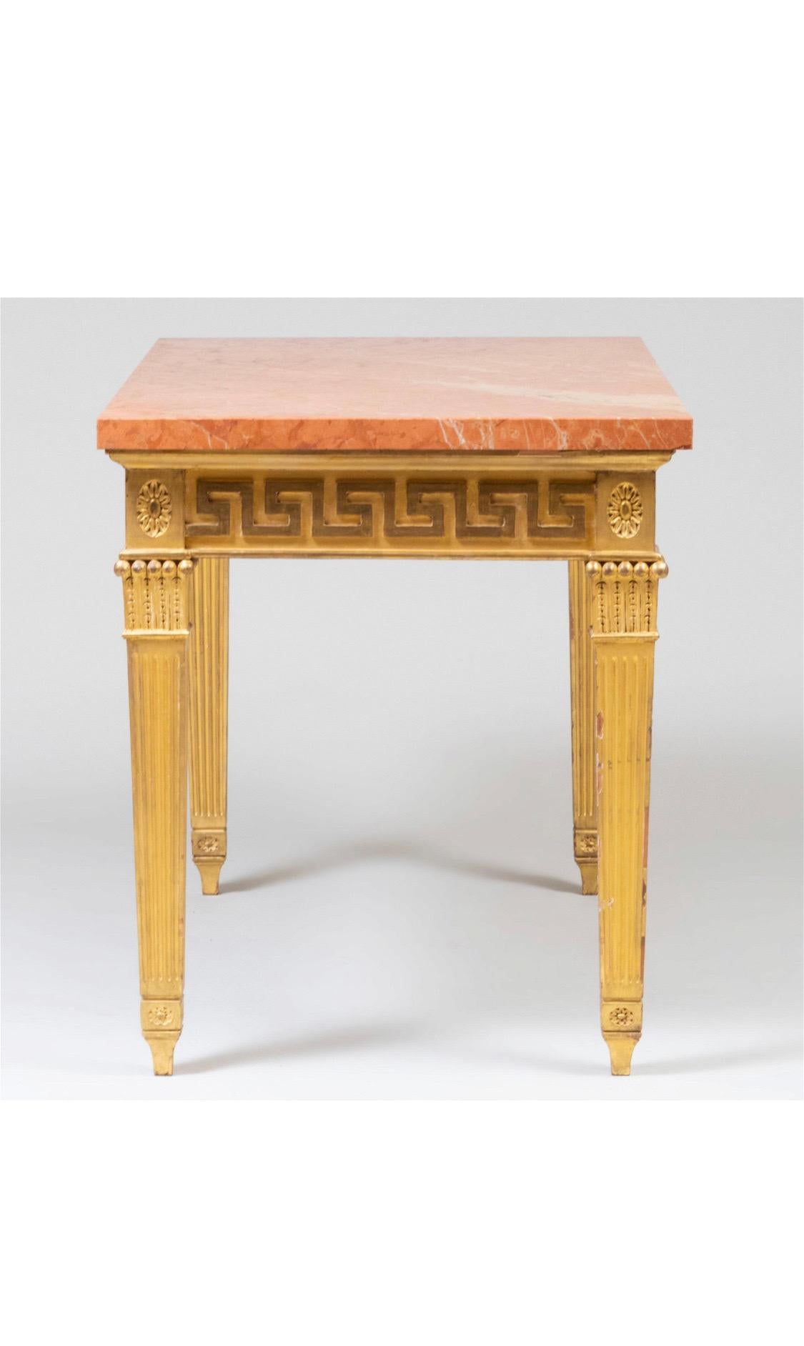 George III Style Giltwood and Marble Console Table In Fair Condition For Sale In Southampton, NY