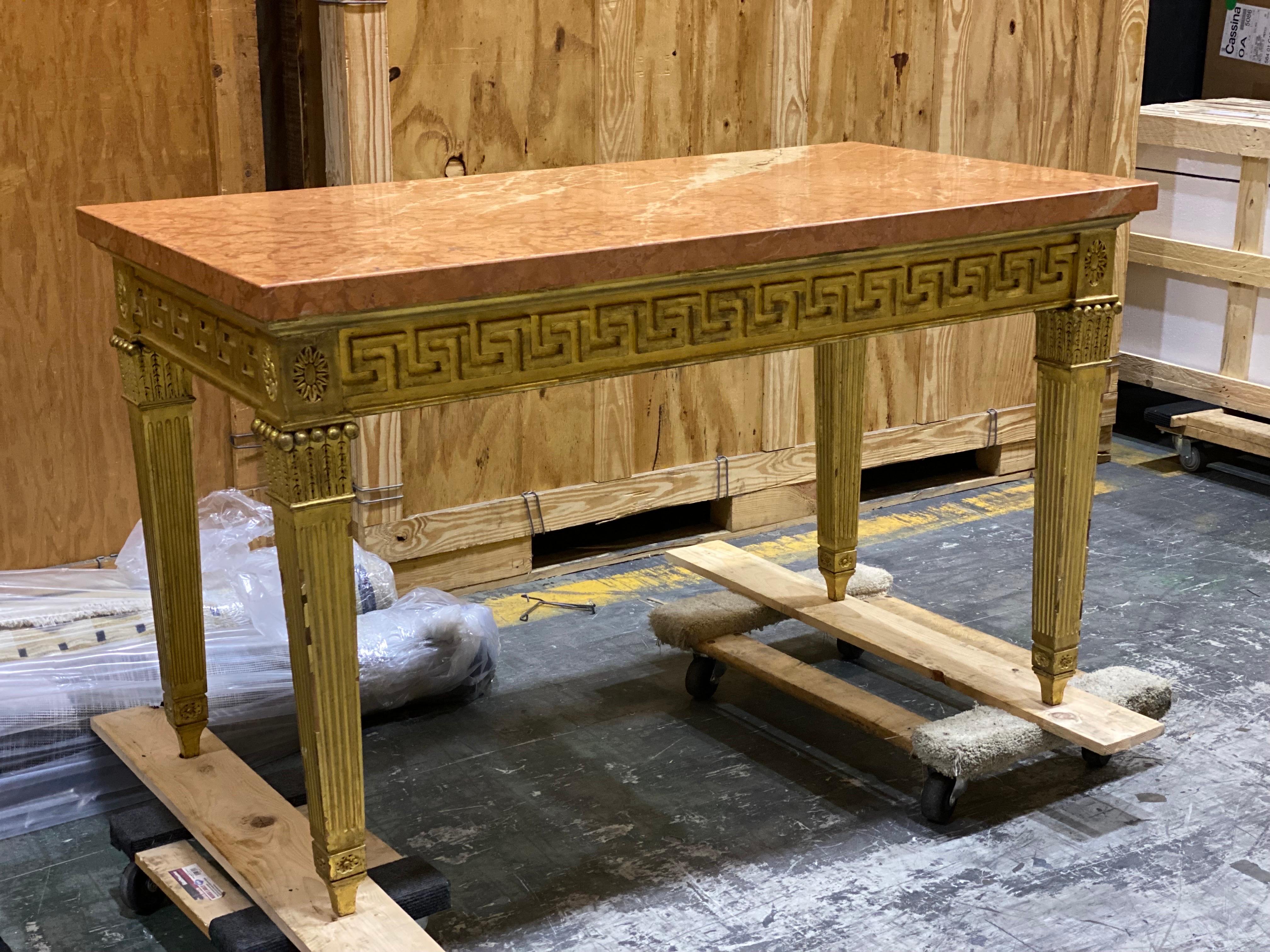 20th Century George III Style Giltwood and Marble Console Table For Sale