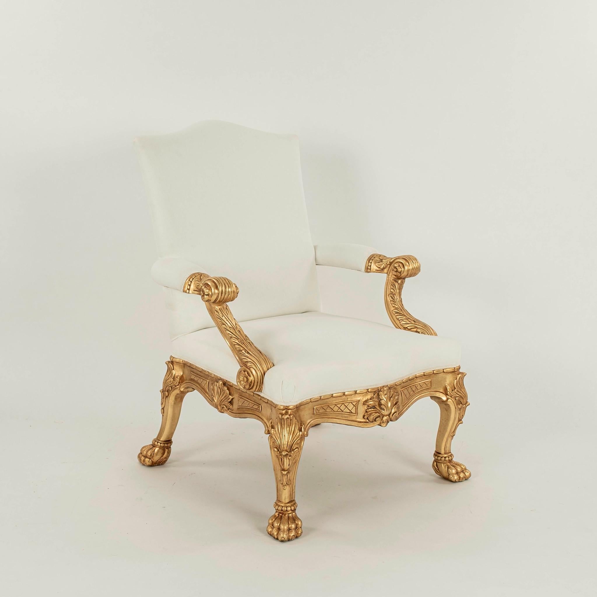 Sessel aus vergoldetem Holz im George-III-Stil COM (Italienisch) im Angebot